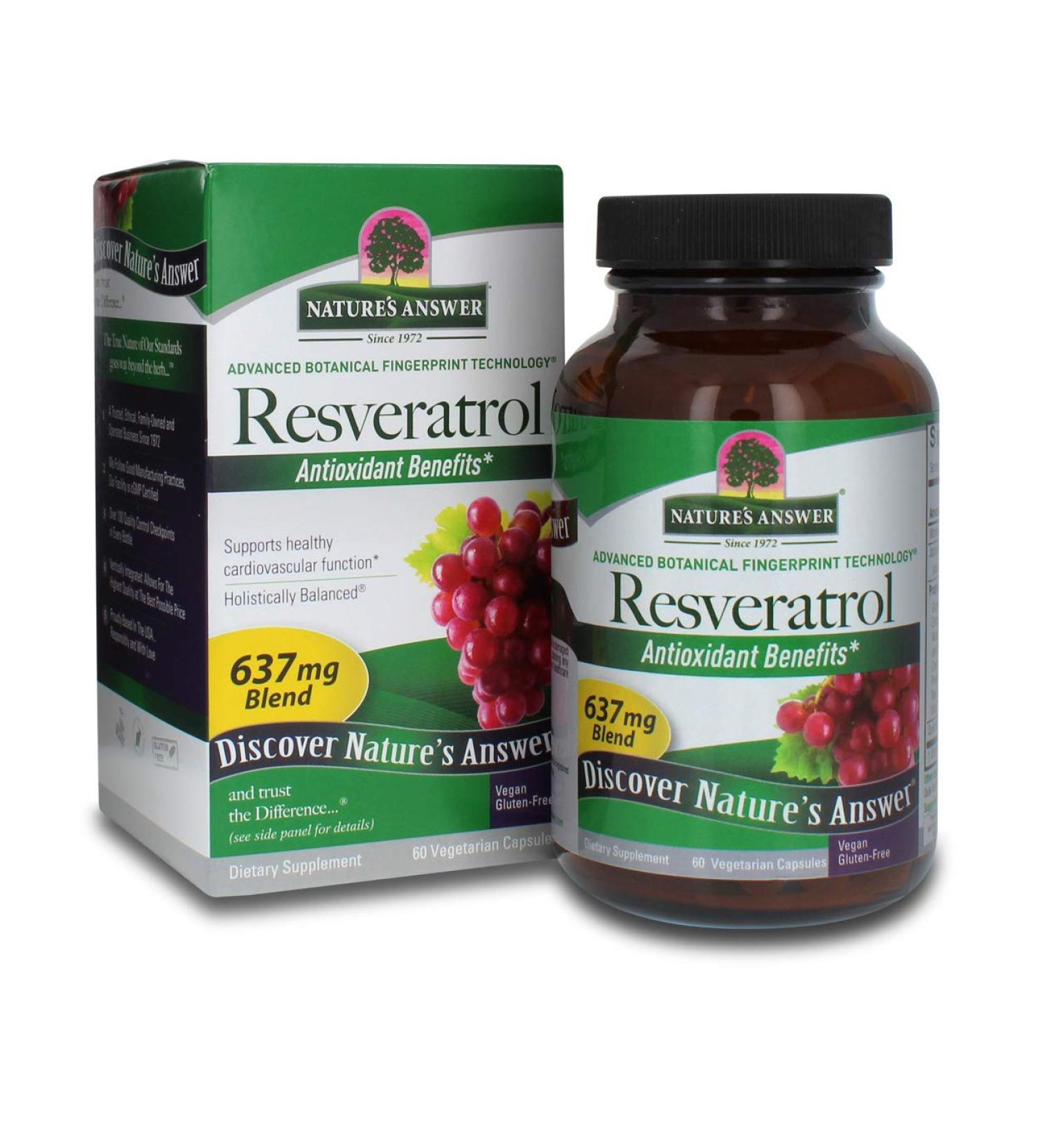 Natureâ€™s Answer Resveratrol 637 mg - 60 Vegetarian Capsules for Antioxidant Support - Buy Online on GoSupps.com