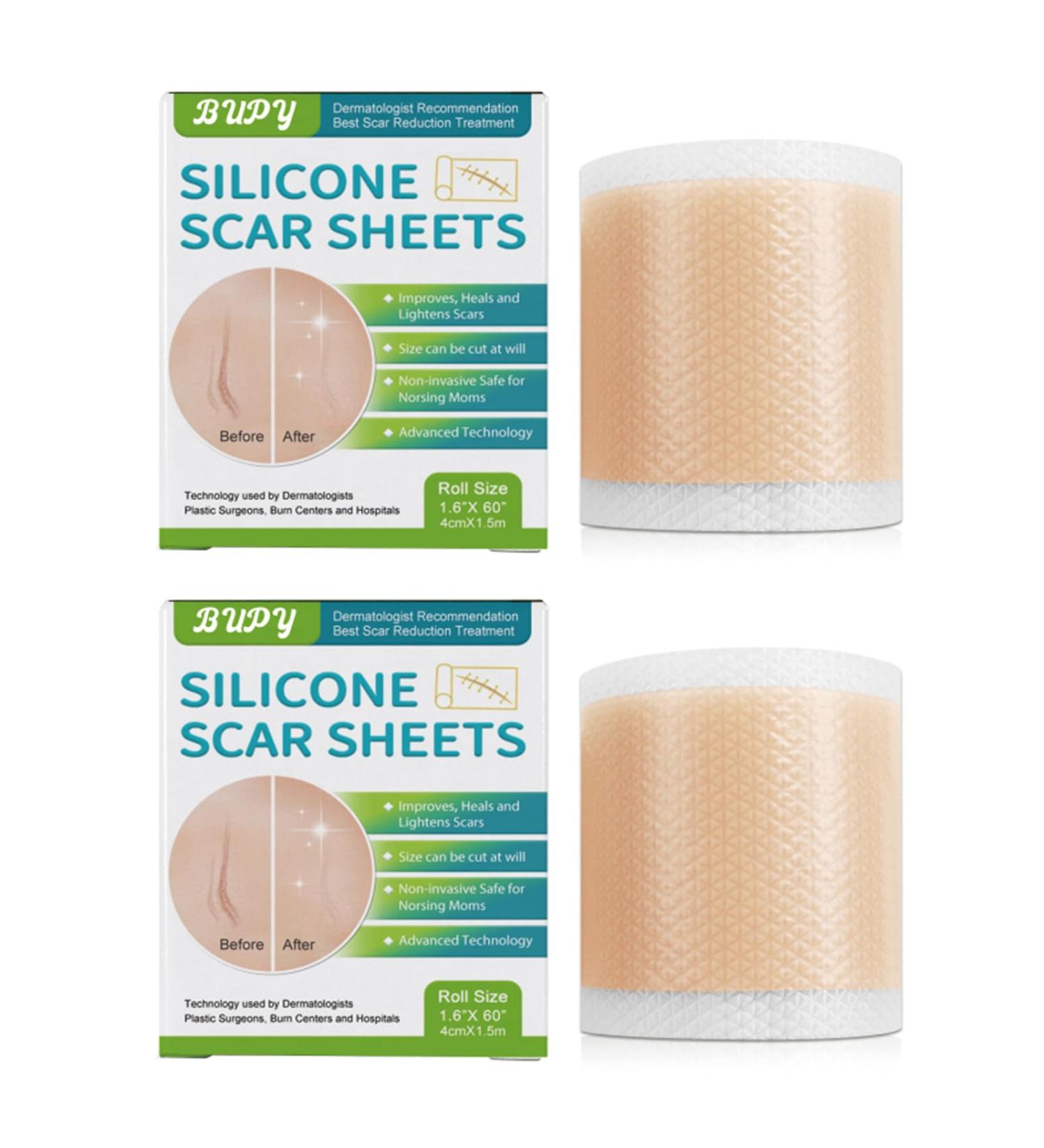 Buy Silicone Scar Sheets - 2 Boxes (1.6 x 60 Roll) for Effective Scar Removal | Reusable Silicone Scar Tape for All Types of Scars - International Shipping Available - Buy Online on GoSupps.com