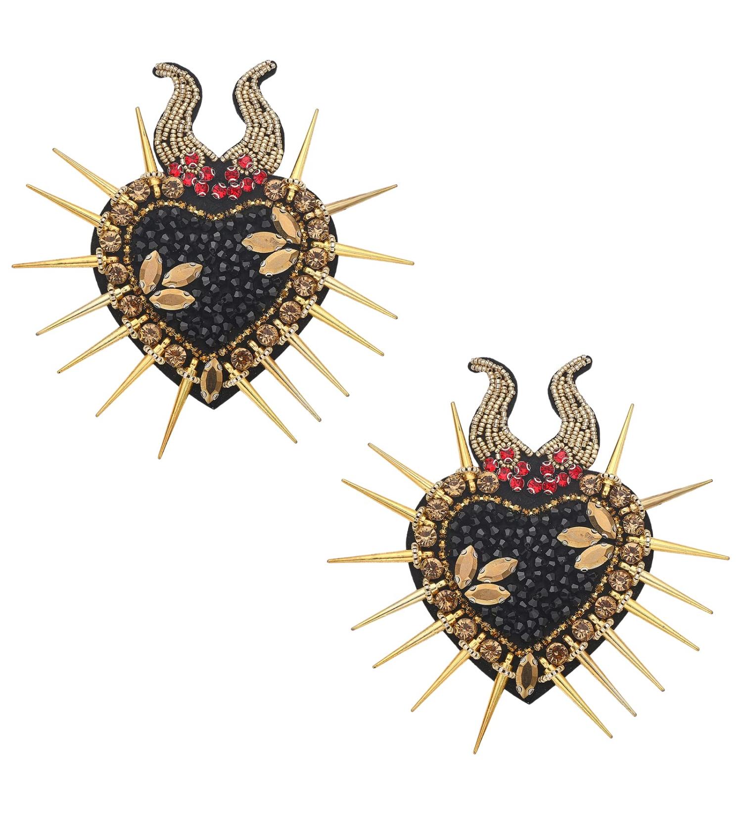 CHGCRAFT 2 Pcs Embroidery Beaded Rhinestone Heart Patches - Punk Style Sew on Patches for Clothing Repair - Gold Sequin Paillette - Buy Online on GoSupps.com