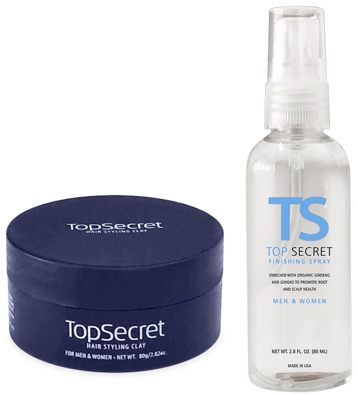 Top Secret Hair Thickening Fibers - Pre-Application Grooming Clay and Finishing Spray w/Free Travel Bag - Buy Online on GoSupps.com