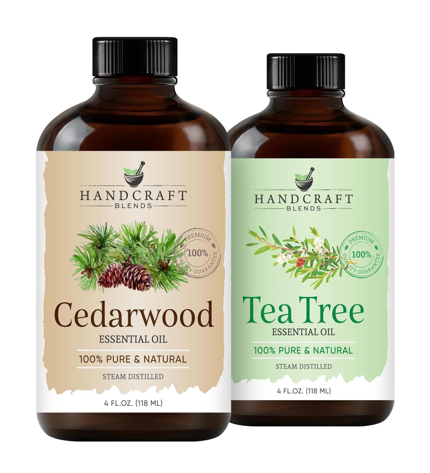 Handcraft Blends Earthy Cleanse Set: Tea Tree and Cedarwood Essential Oils (2 x 4 Fl Oz) 100% Pure & Natural for Diffuser Aromatherapy and DIY Projects - Buy Online on GoSupps.com
