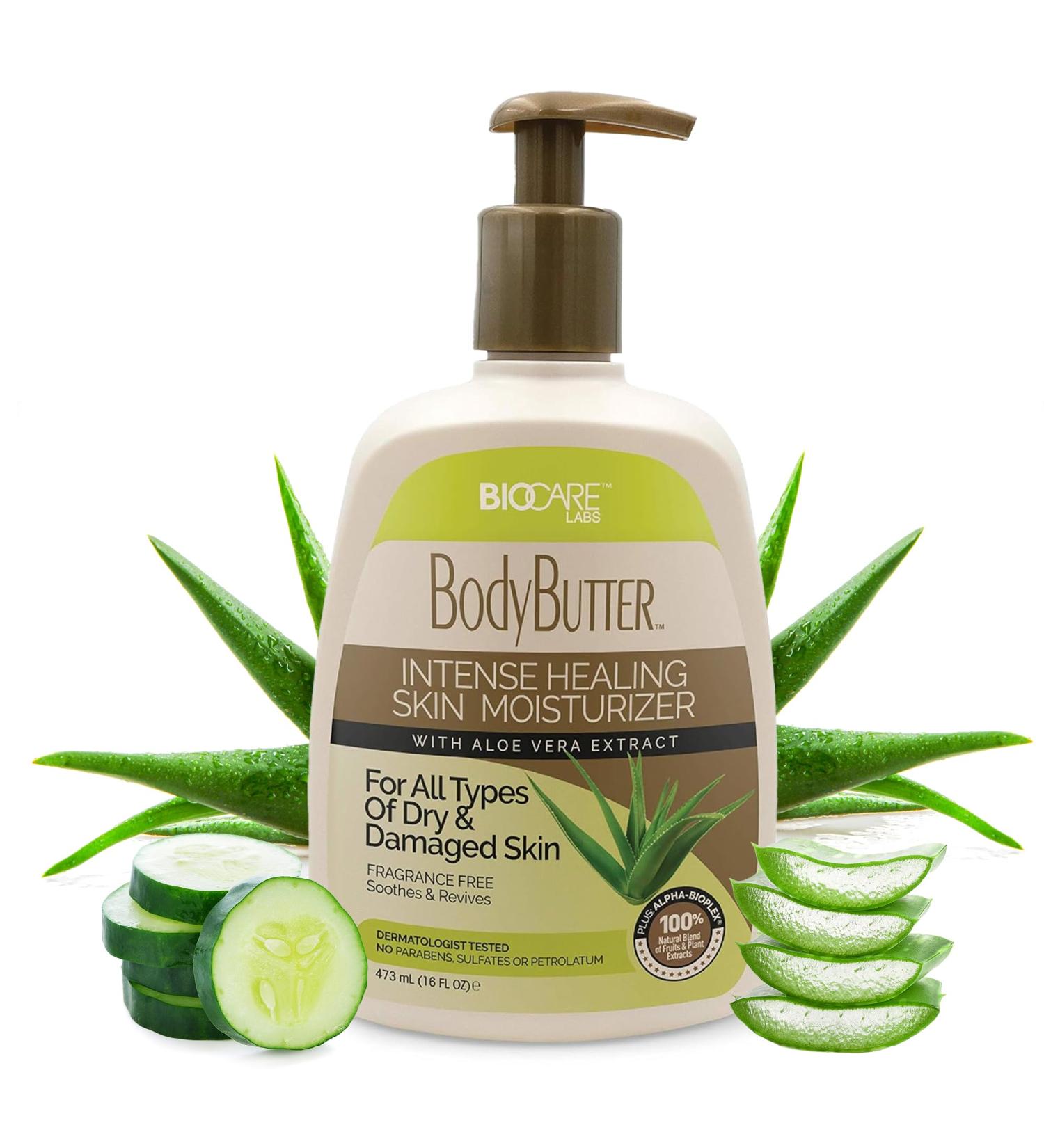 Biocare Labs Moisturizing Body Butter - Hydrating Body Cream W/Aloe Vera and Cucumber Extracts (Fragrance-Free) - Instantly Penetrates and Deeply Renews Skin - Lotion Designed For Dry Skin 16 Fl Oz (Pack of 1) - Buy Online on GoSupps.com