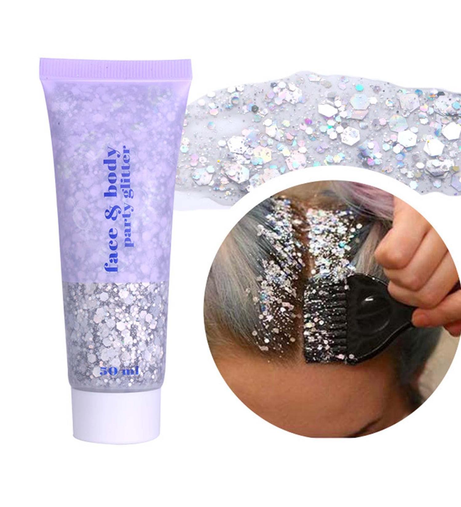 Prreal Body Glitter 50ml - Mermaid Sequins Chunky Glitter Gel Kit for Festivals & Makeup | Long-Lasting Silver Glitter - Buy Online on GoSupps.com