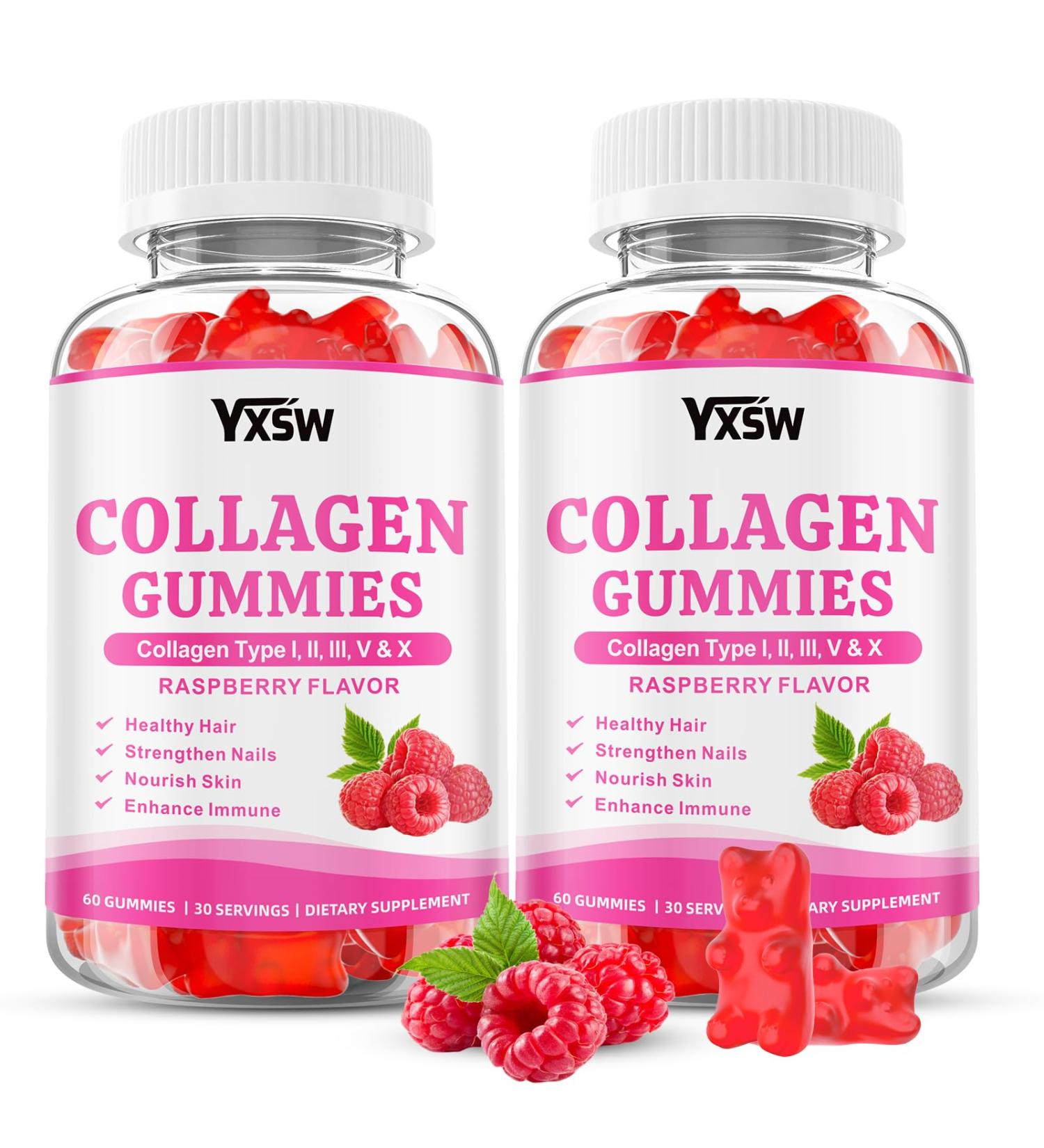 Collagen Gummies for Women Men Hydrolyzed Collagen Protein Type I II III V X with Biotin Vitamin C A B D E Hyaluronic Acid for Hair Skin Nails Joint Immune Support Raspberry Flavor 120 Count 120 Count (Pack of 1) - Buy Online on GoSupps.com