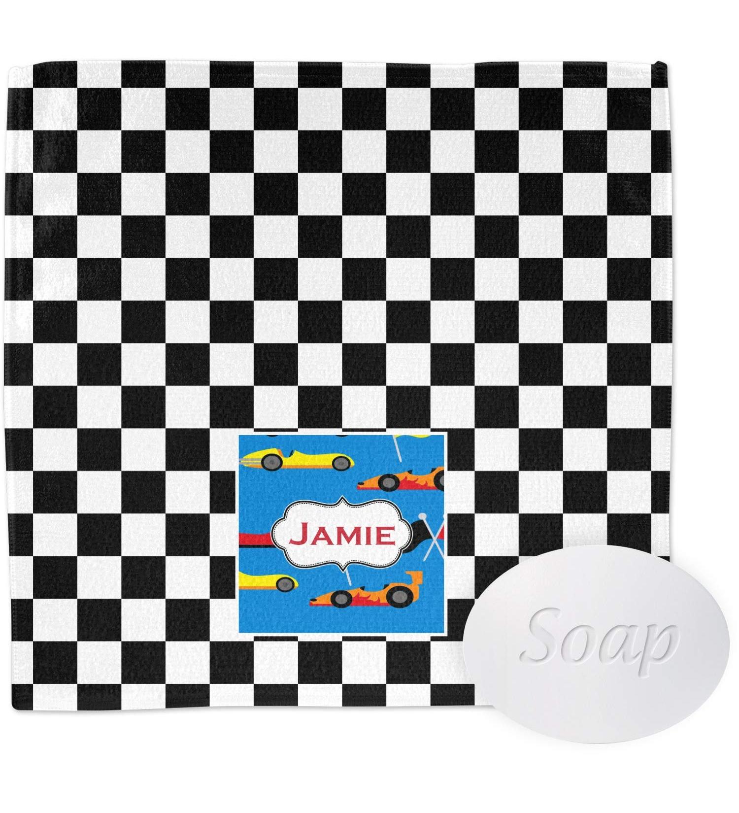 YouCustomizeIt Personalized Checkers & Racecars Washcloth