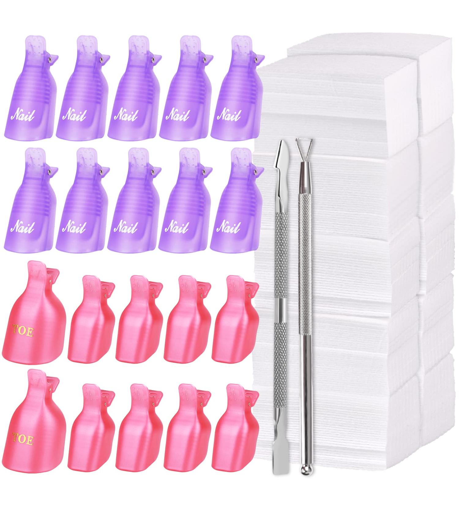 Fandamei 20-Piece Nail Polish Remover Tool Set - Nail Clips Cotton Pads & Stainless Steel Shaver for Gel Acrylic & Regular Nails - Perfect for Fingernails & Toenails - Buy Online on GoSupps.com