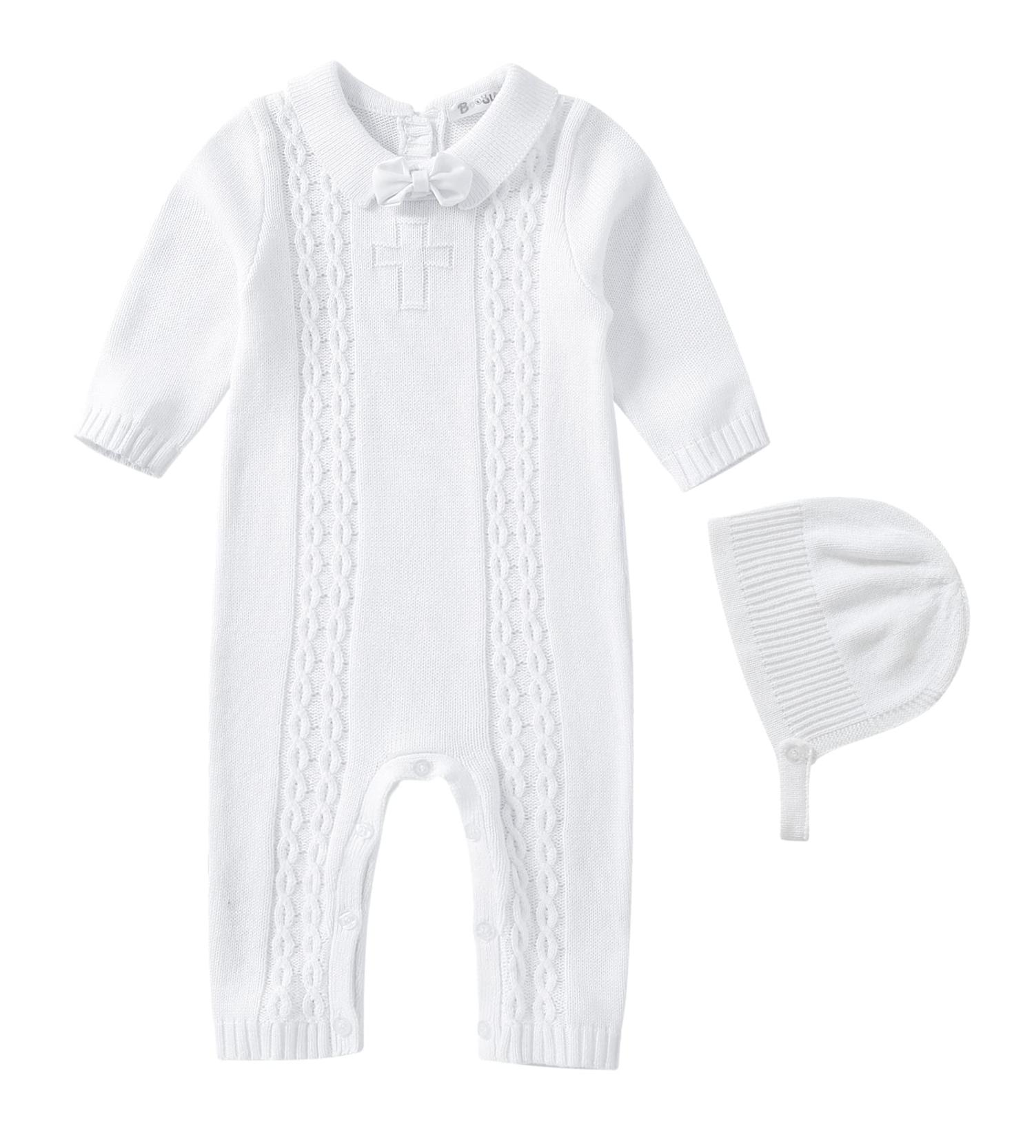 Baptism Outfits for Boys | White Onesie Baby Boy Romper | Christening Church Jumpsuit 0-18 Months | Linen Summer Fall Winter | Newborn Coming Home | 6-9 Months White - Buy Online on GoSupps.com