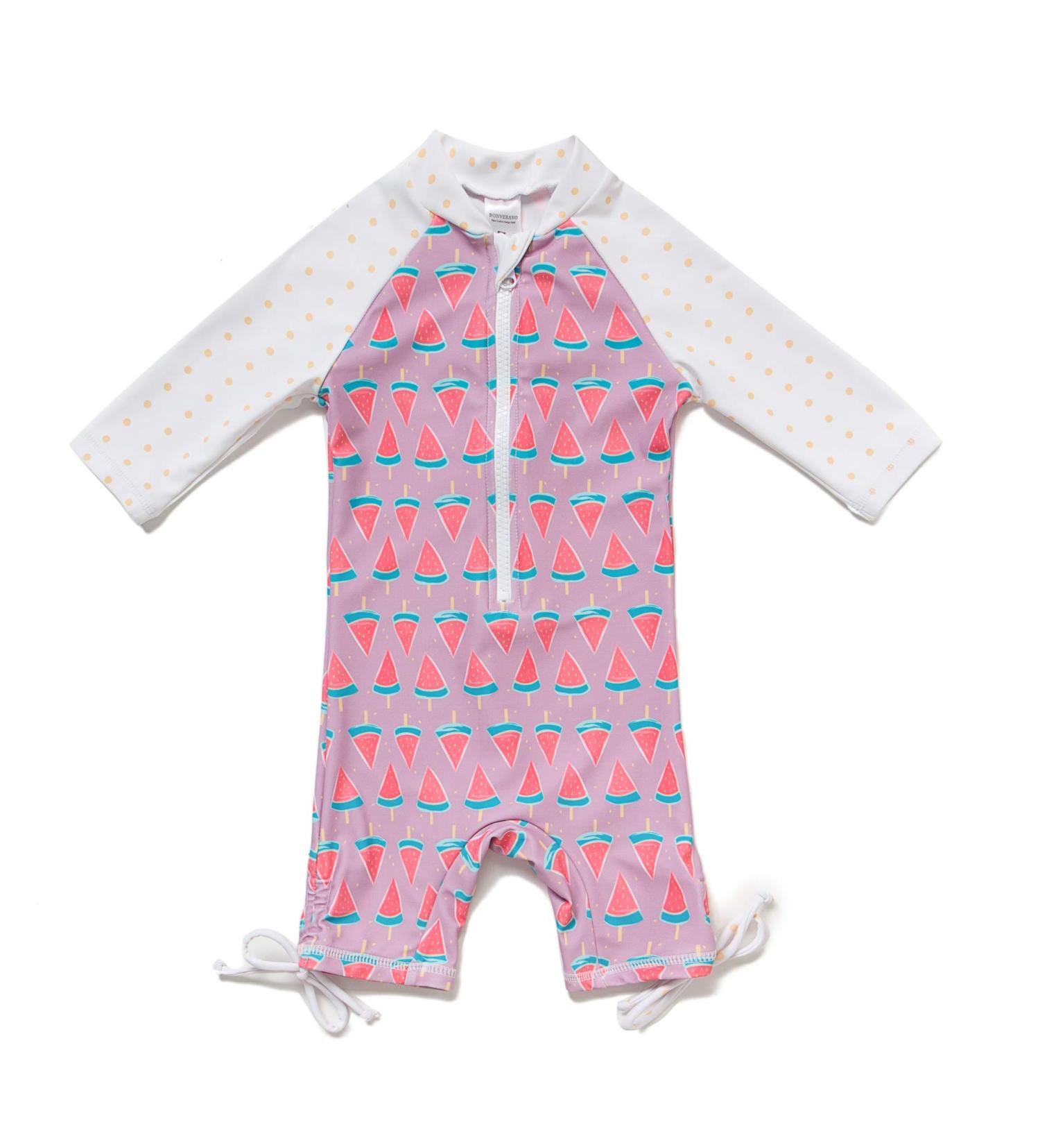 Bonverano Baby Girls UPF 50+ Sunsuit with Sun Cap, Watermelon, 2 Years - Buy Online on GoSupps.com