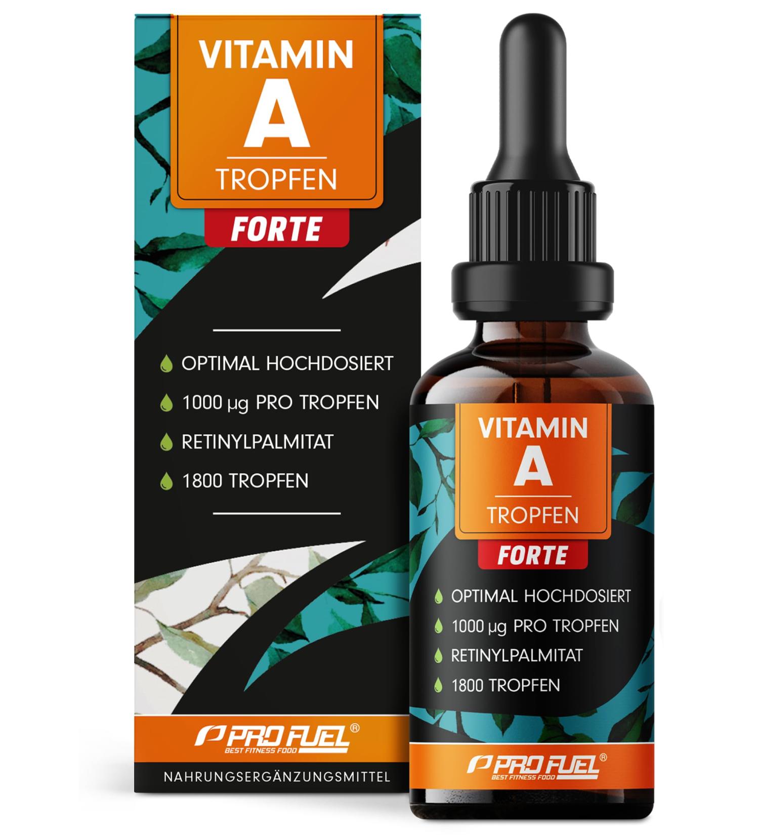 Vitamin A Drop Forte | 1000 g per Drop | 1800 Drops | High-Dose & Bio-Available | 100% Vegan | No Additives | Lab Tested Certificate - Buy Online on GoSupps.com
