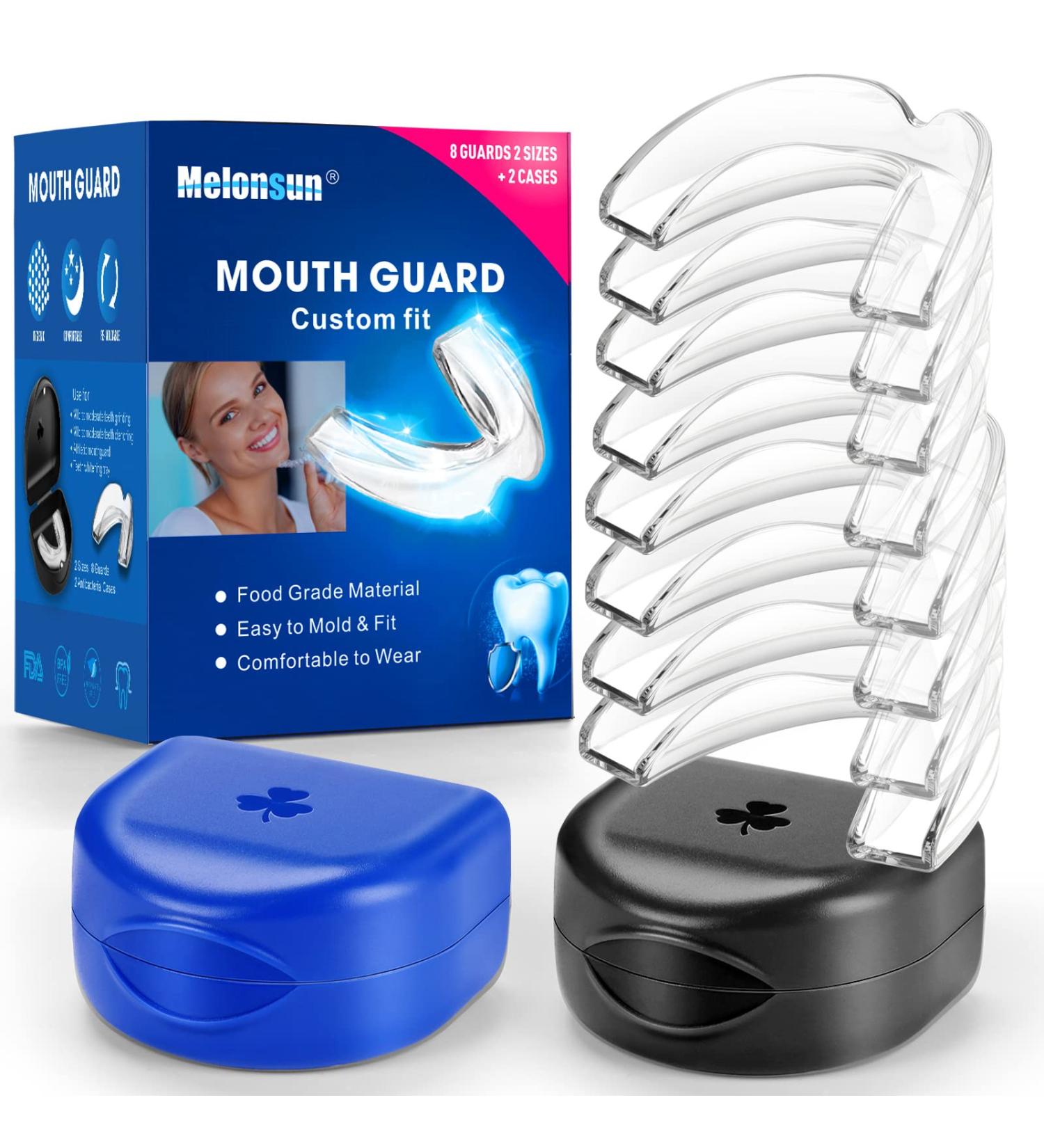 Professional Moldable Mouth Guards for Teeth Grinding - Pack of 8 with 2 Hygiene Cases - Buy Online on GoSupps.com