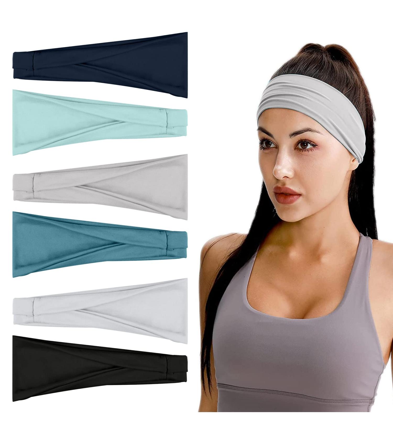 Flintronic 6-Pack Women's Sports Headbands - Cotton Stretch Wicking & Multi-Colored for Yoga Running & Fitness - #1 Dark Color - Buy Online on GoSupps.com