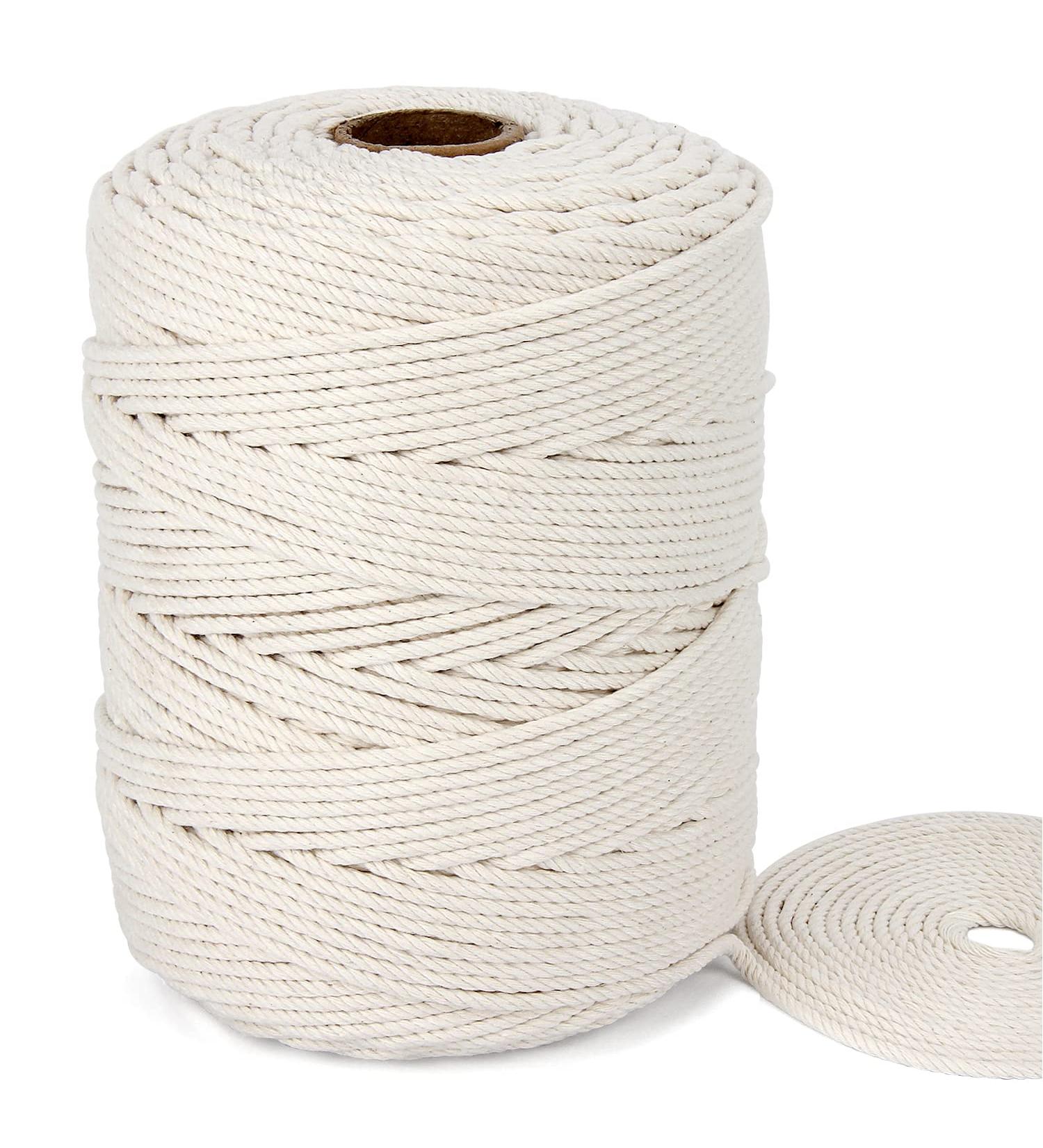 Blisstime 4mm x 328 Yards Natural Cotton Macrame Cord - Soft Twisted Rope for Wall Hangings, Plant Hangers, Crafts - 4 Strand Macrame Rope for Knitting and Decorative Projects - Buy Online on GoSupps.com