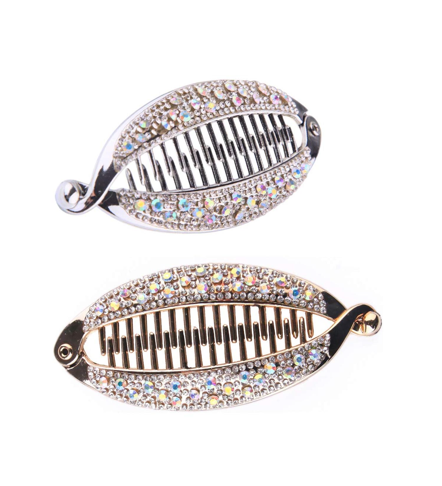 Lurrose 4-Piece Fashionable Banana Clamped Ponytail Holder - Strong Voltage Fish Shape Handle Bracket (Gold & Silver) - Buy Online on GoSupps.com