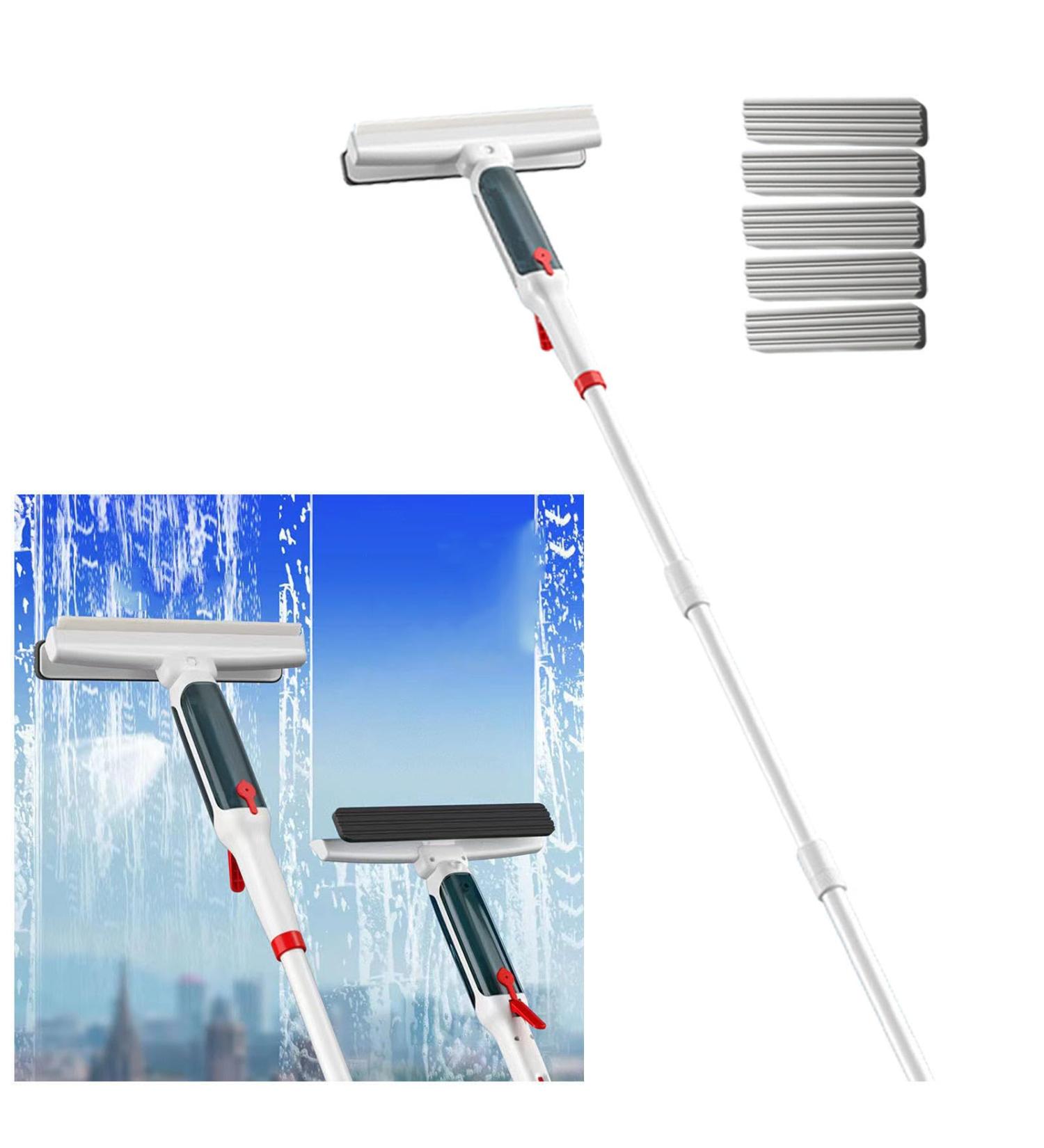 RRRYYYZZ 75'' Spray Window Cleaning Squeegee Kit with 4-Section Extension Pole 4 in 1 Shower Squeeze for Glass Door and Tile Window Cleaner Squeegee with Sewage Collector and 5 Pads - Buy Online on GoSupps.com