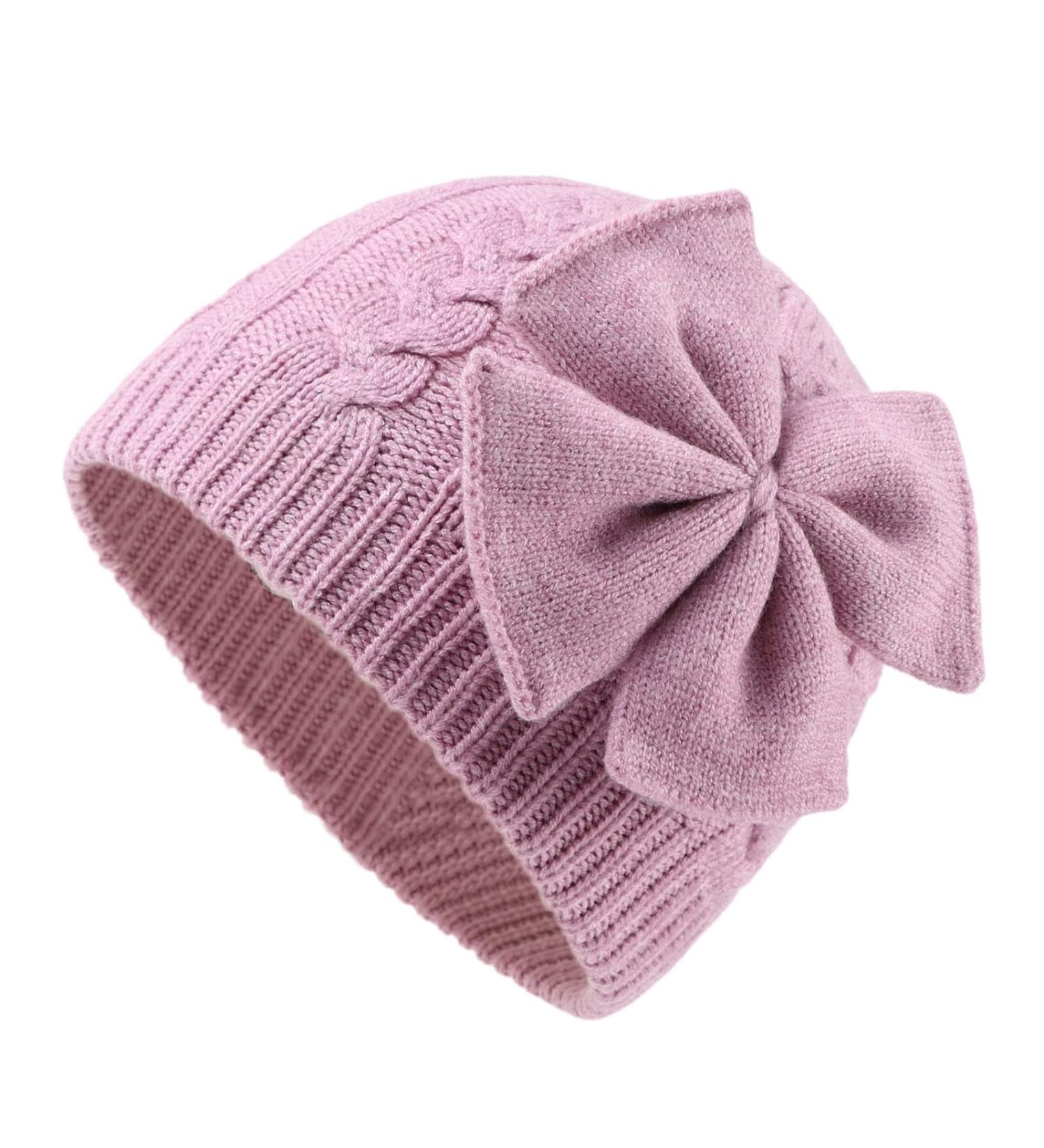 XIAOHAWANG Baby Girl Winter Hat | Cute Bow Knitted Beanie for Infant Toddler Girls 0-6 Months - Purple - Buy Online on GoSupps.com