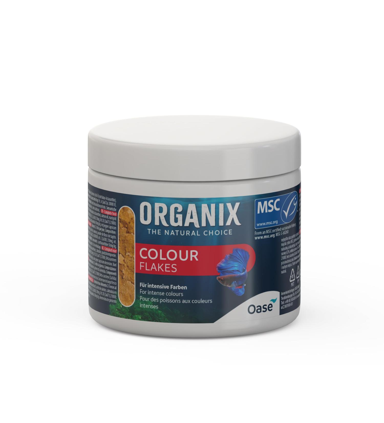 OASE ORGANIX Colour Flakes 175 ML - Flake Food for Aquarium Fish, for the Upper Swimming Area
