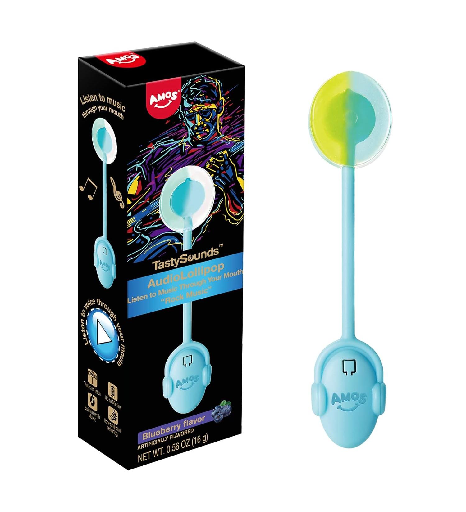 AMOS Tasty sounds Audio Lollipop Sugar Free - Blueberry - Pack of 1 - Buy Online on GoSupps.com