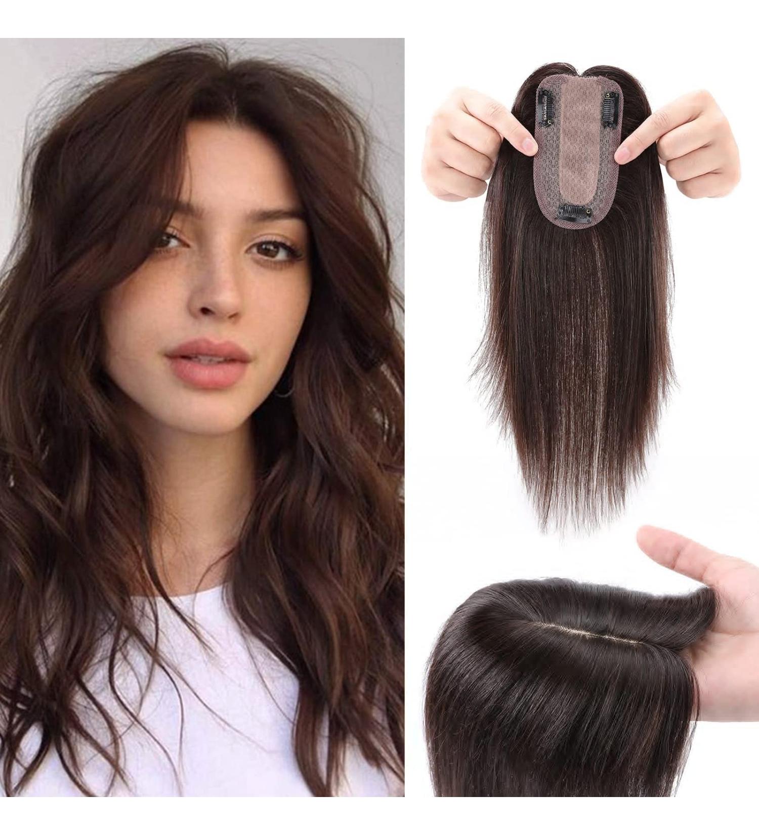 Clip-In Real Hair Extensions & Toppers | 130% Density Dark Brown Hair Pieces for Women - 30cm 38g - Buy Online on GoSupps.com