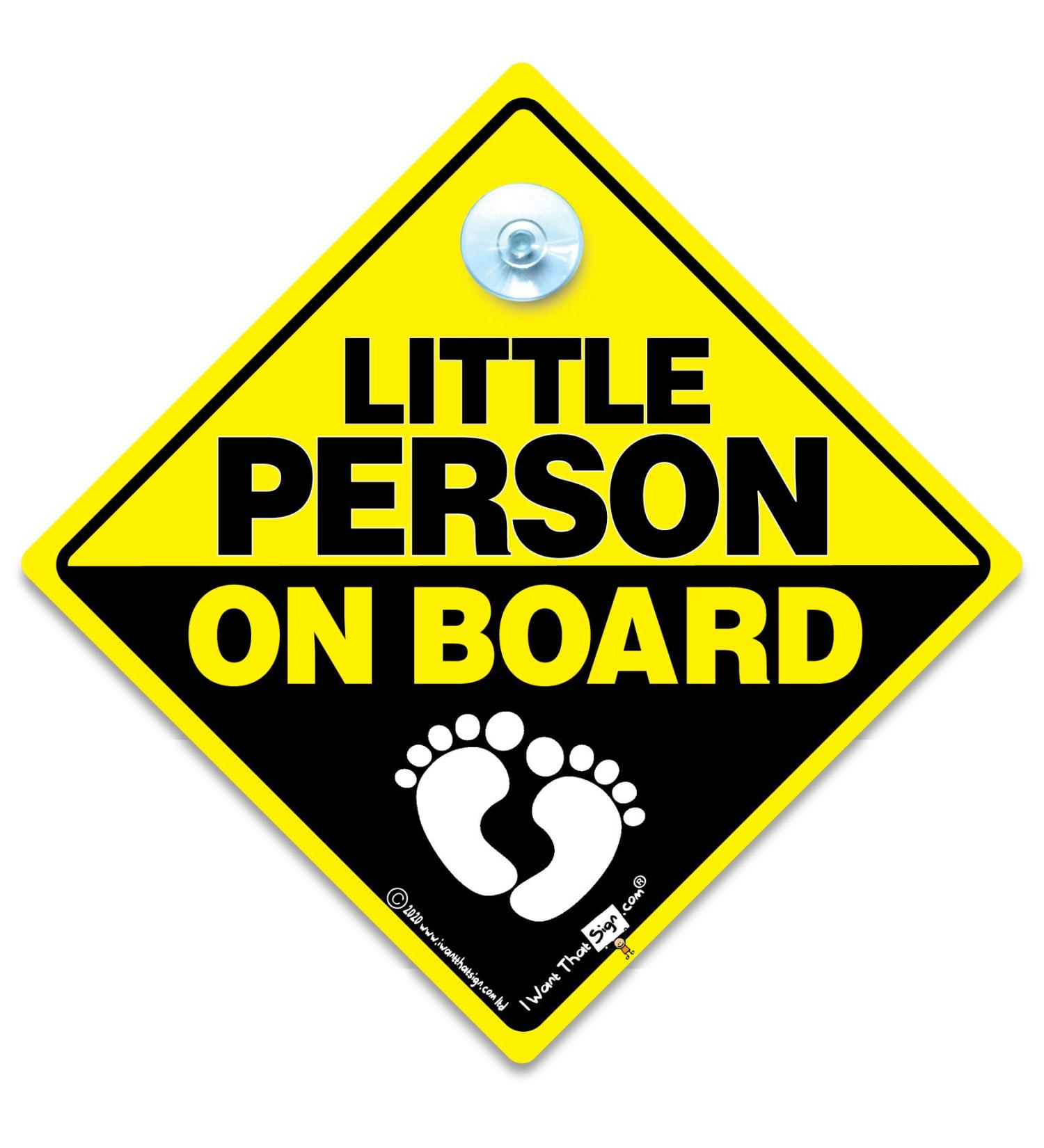 Little Person On Board Car Sign With Baby Feet Yellow and Black Baby on Board Sign Vehicle Sign With Suction Cup Attachment Designed To Notify Other Drivers That You Have Baby in the Car / Vehicle