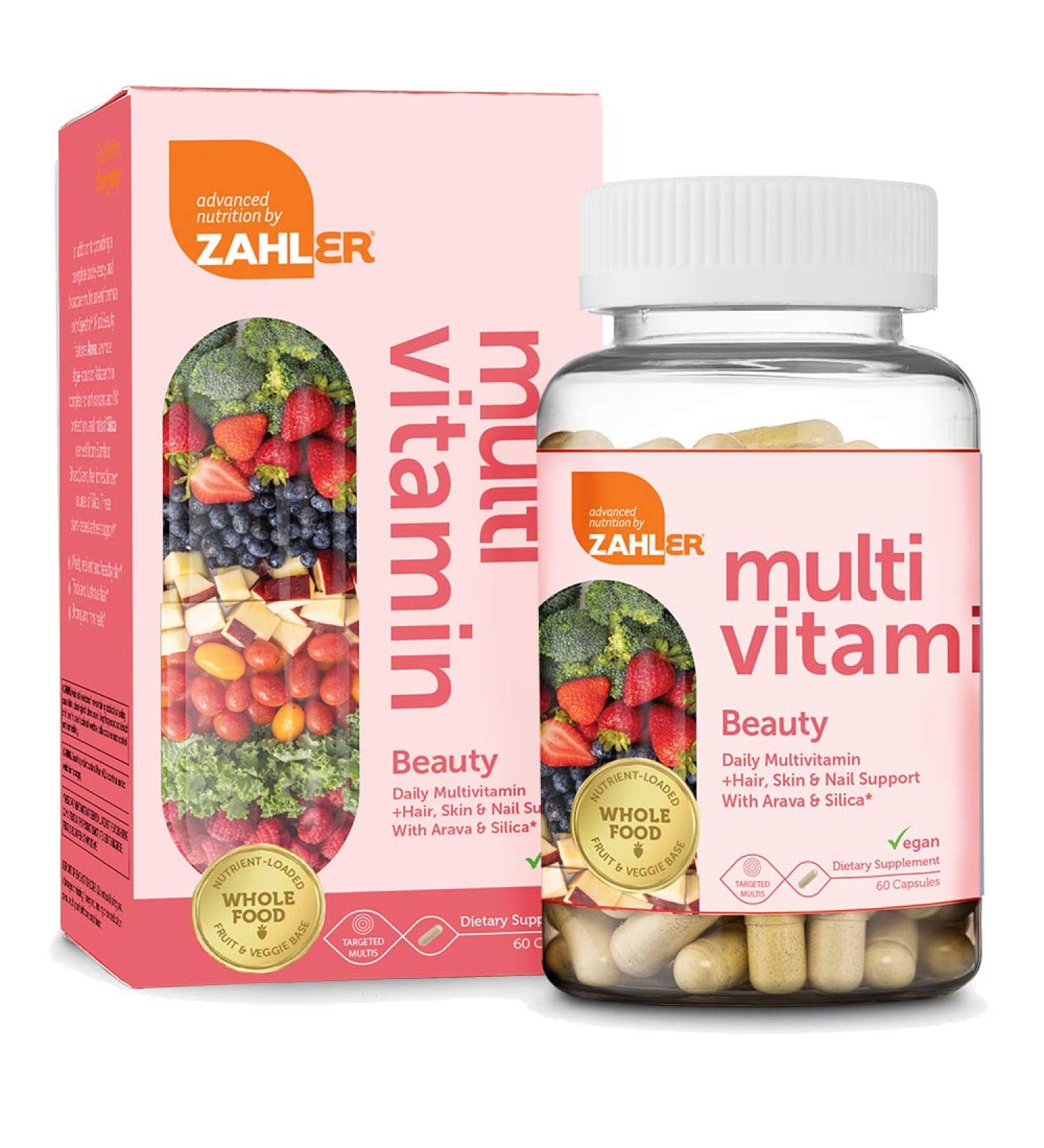 Zahler Multivitamin Beauty Daily 60 Capsules - Skin, Hair, Nails Support for Women and Men - Certified Kosher with Iron - Buy Online on GoSupps.com