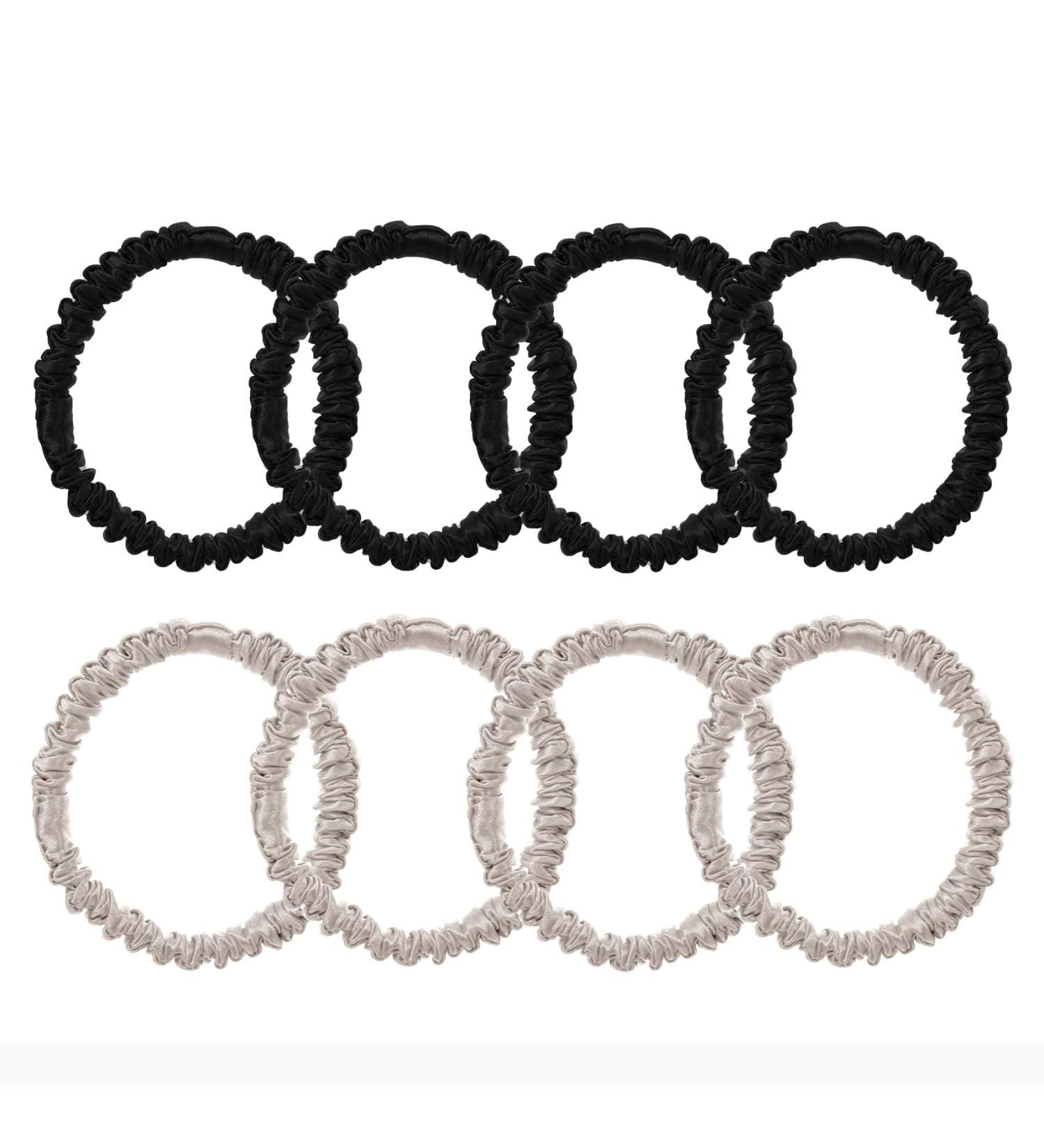 100% Pure Mulberry Silk Hair Tie Set - 8 Cute Satin Sleep Ties for All Hair Types (Curly Thick Thin) - Perfect Gift for Women & Girls - Buy Online on GoSupps.com