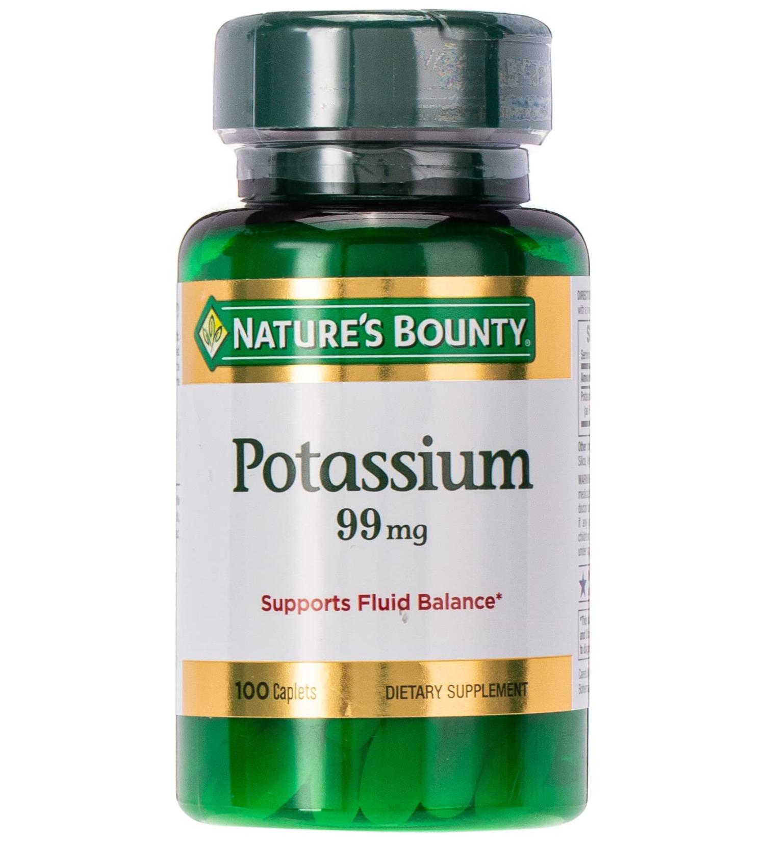 Nature's Bounty Potassium Gluconate 99mg - 100 Caplets | Essential Mineral Supplement - Buy Online on GoSupps.com