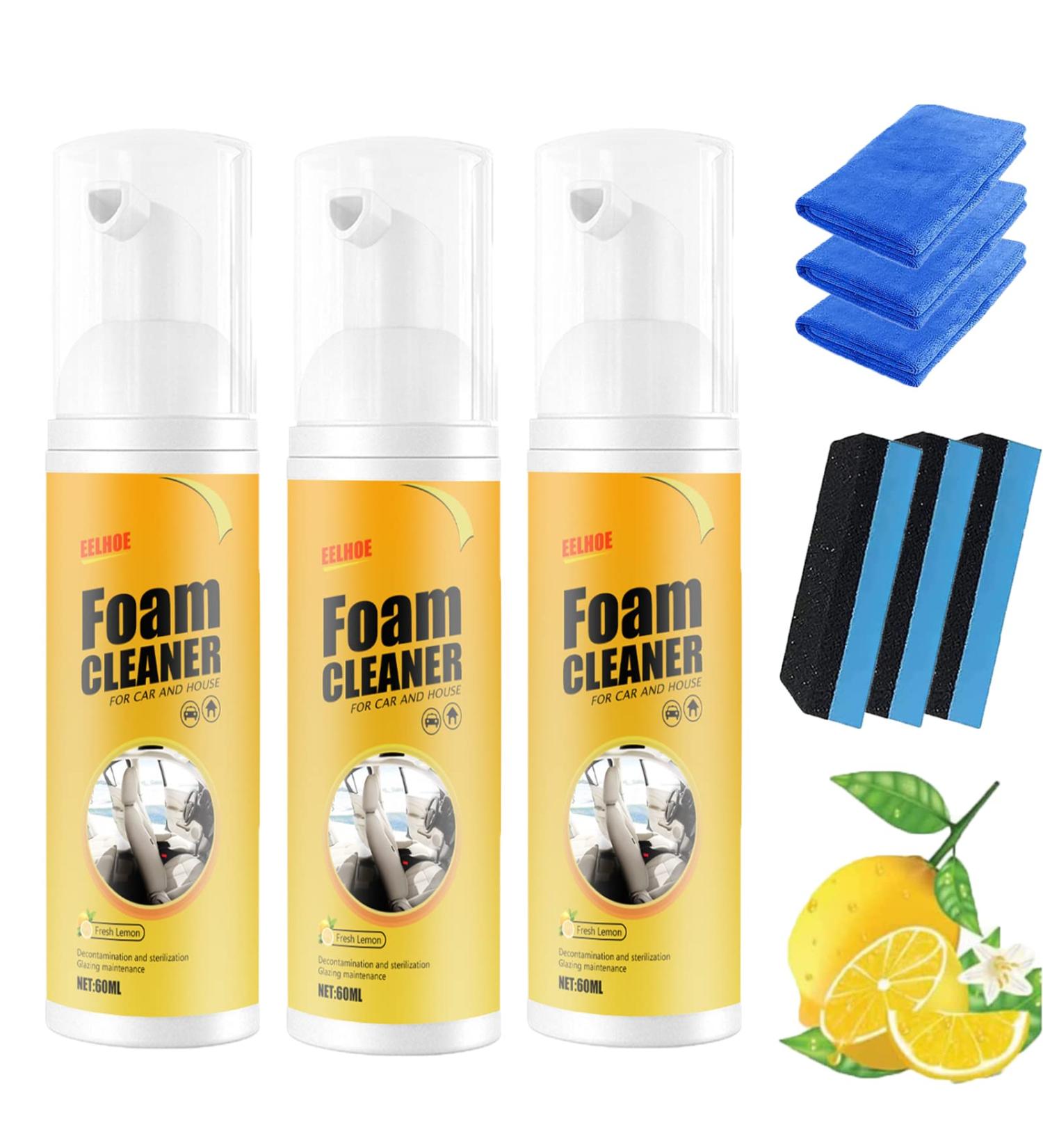 Amplesunshine Foam Cleaner Strong Decontamination Cleaners Spray Multifunctional Car Foam Cleaner Powerful Stain Removal Kit Foam Cleaner for Car and House Lemon Flavor (3Pcs 60ML) - Buy Online on GoSupps.com