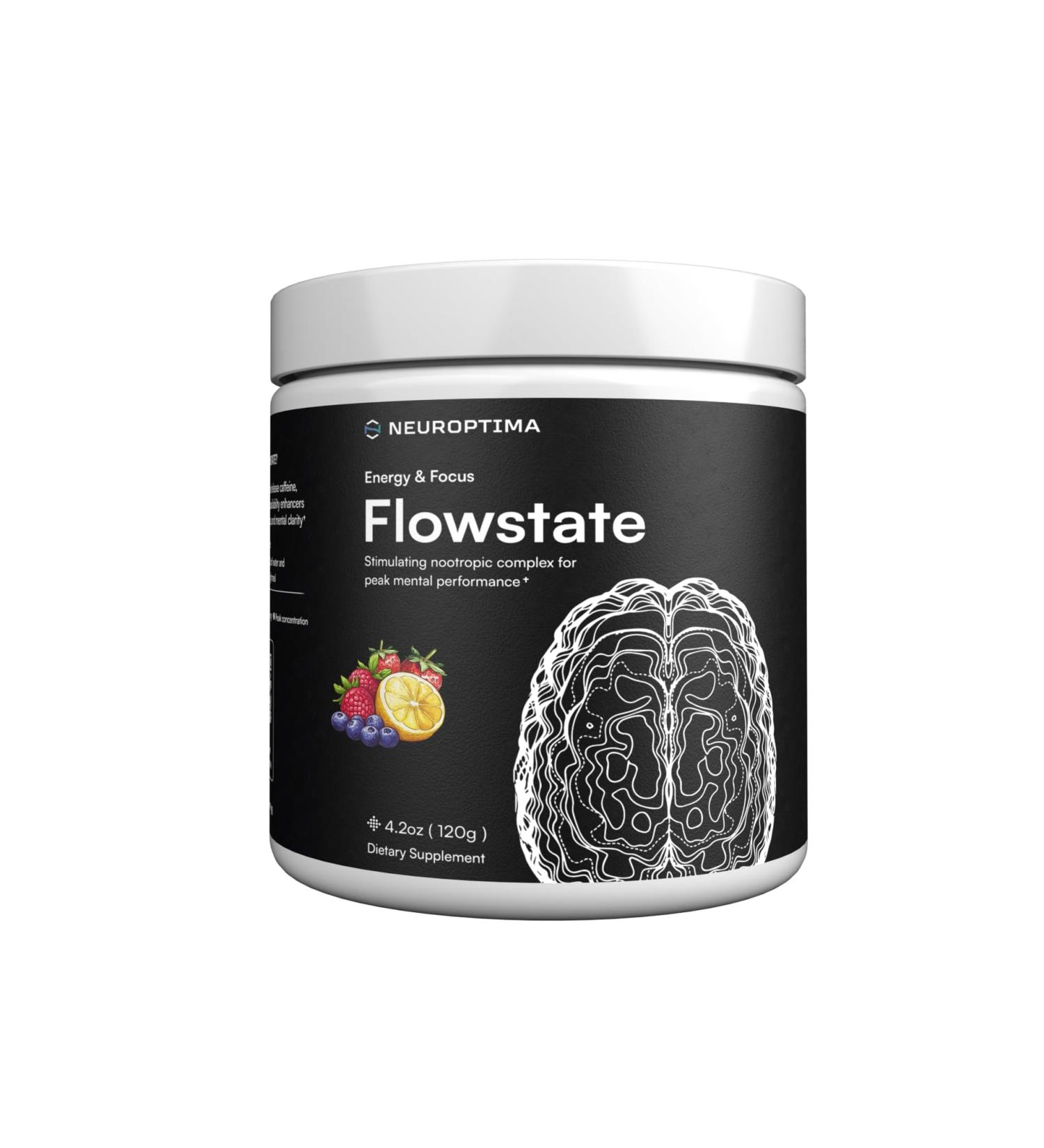 NEUROPTIMA Flowstate Nootropic Complex for Energy Focus & Mental Clarity z mXR Extended Release Caffeine Theobromine Alpha-GPC nooLVL VitaCholine Sugar Free (20 Servings Wild Berry) Wild Berry 4.23 Ounce (Pa  - Buy Online on GoSupps.com
