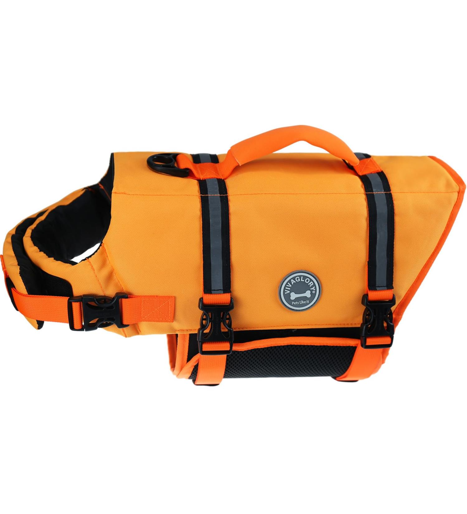 Vivaglory Ripstop Dog Rescue Vest for Small Medium & Large Dogs - Enhanced Buoyancy & Visibility Dark Orange XL (78-96cm) - Buy Online on GoSupps.com