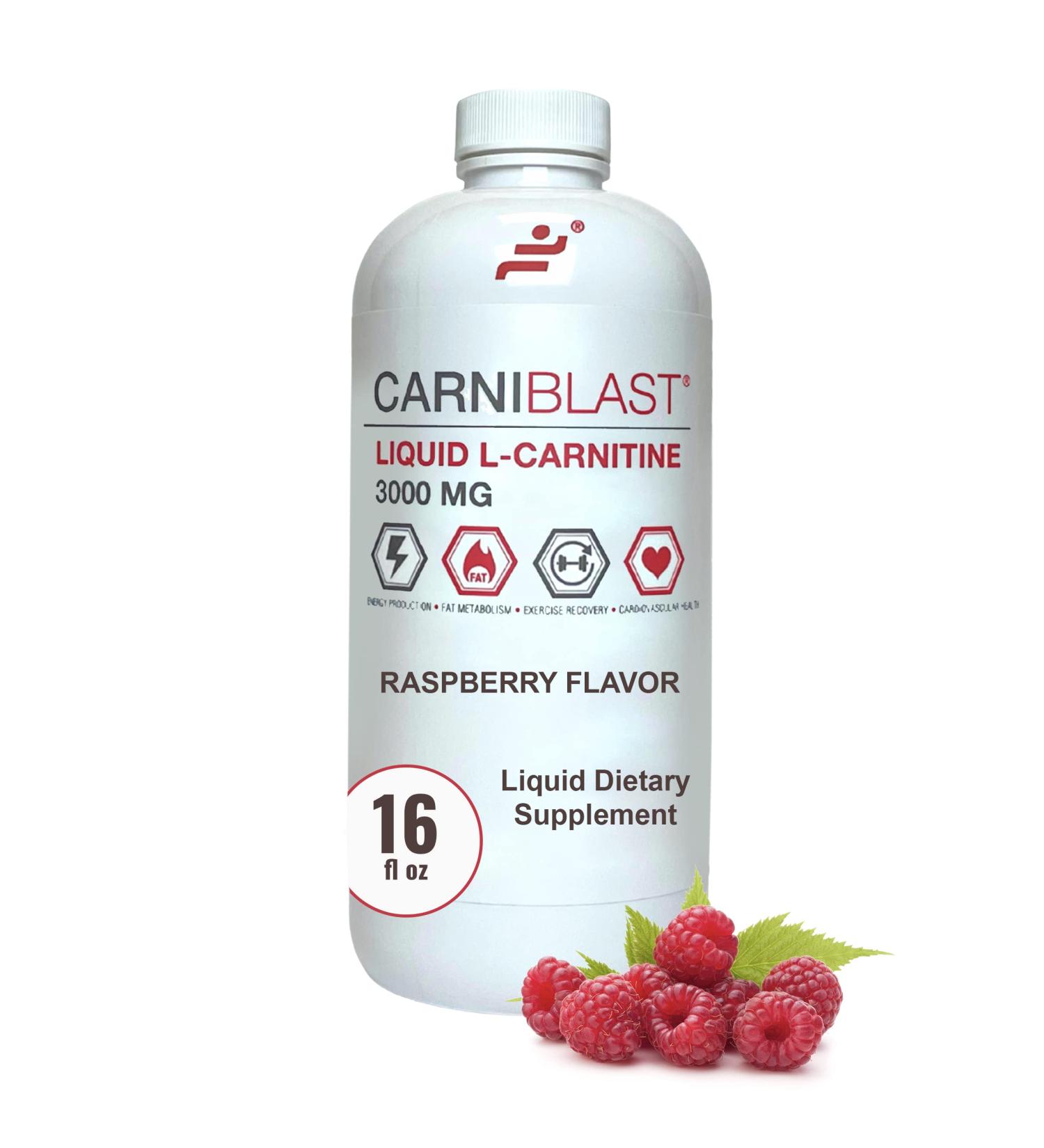 Bricker Labs CARNIBLAST Liquid L-Carnitine 3000mg - Sports Nutrition Energy Supplement with Carnipure Premium L Carnitine - Raspberry 16 fl oz - Buy Online on GoSupps.com