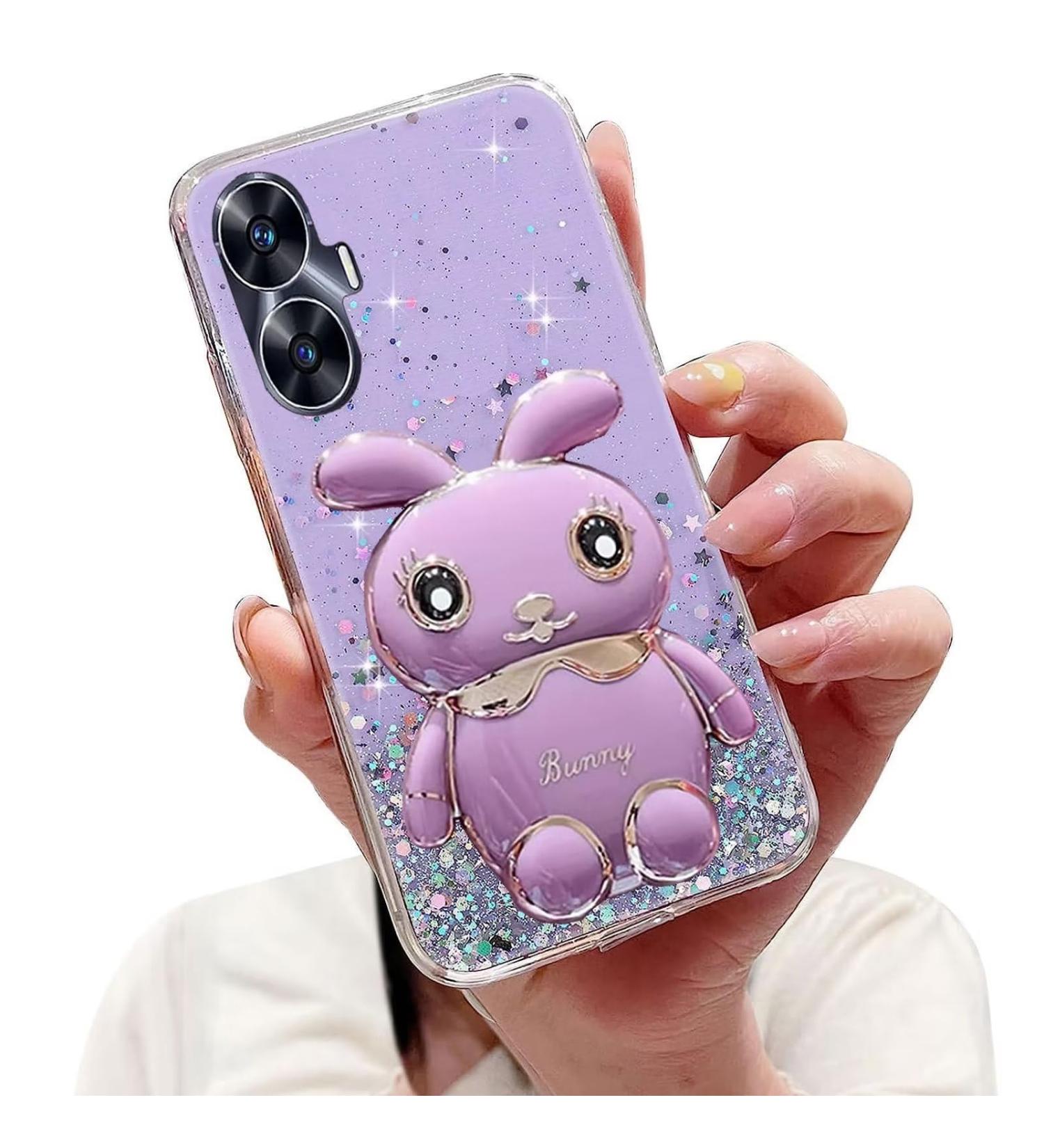 Tivenfezk Nadoli Oppo Realme C55 Case - Glitter Rabbits Soft Silicone Stand Shell Transparent Protective Cover - Buy Online on GoSupps.com