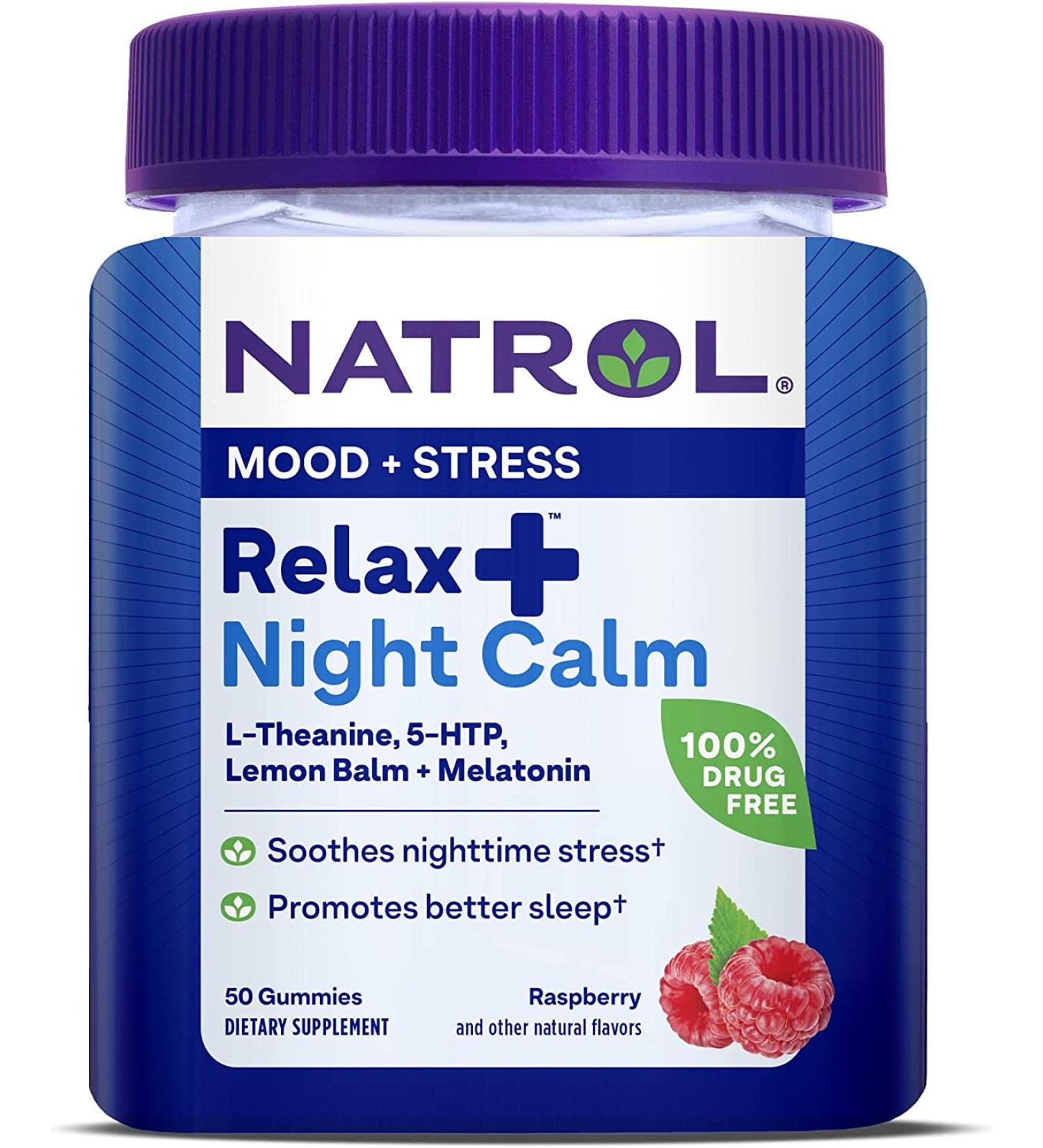 Natrol Relax Night Calm Gummies - Berry Flavor - 50 Count for Daily Stress Relief - Buy Online on GoSupps.com