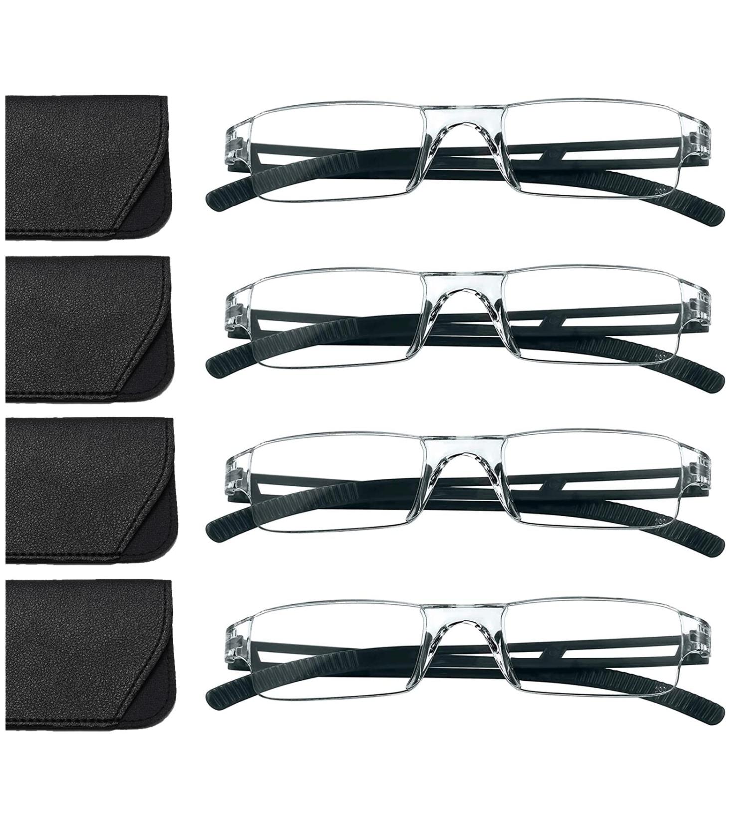 Hubeye 4 Pack Frameworkless Reading Glasses - Anti-Blue Light Glasses for Men & Women - 2.00 Diopters - Convenient Glasses Holster Included - Buy Online on GoSupps.com