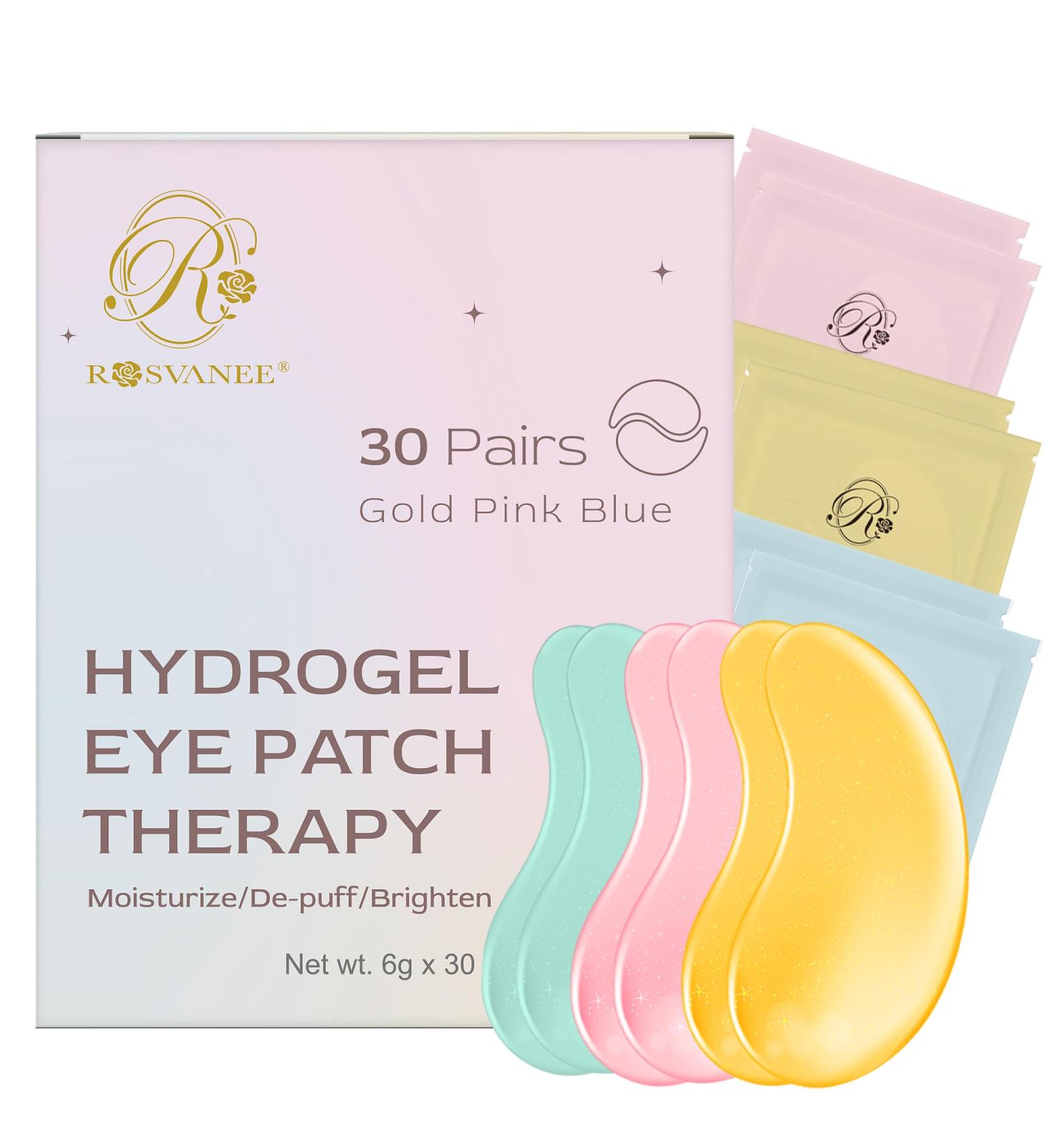 ROSVANEE Under Eye Patches 30 Pairs Eye Mask for Dark Circles Puffiness Undereye Bags Wrinkles Hydrogel Eye Mask Patches with 24K Gold Blue Hyaluronic Acid Pink Rose - Buy Online on GoSupps.com