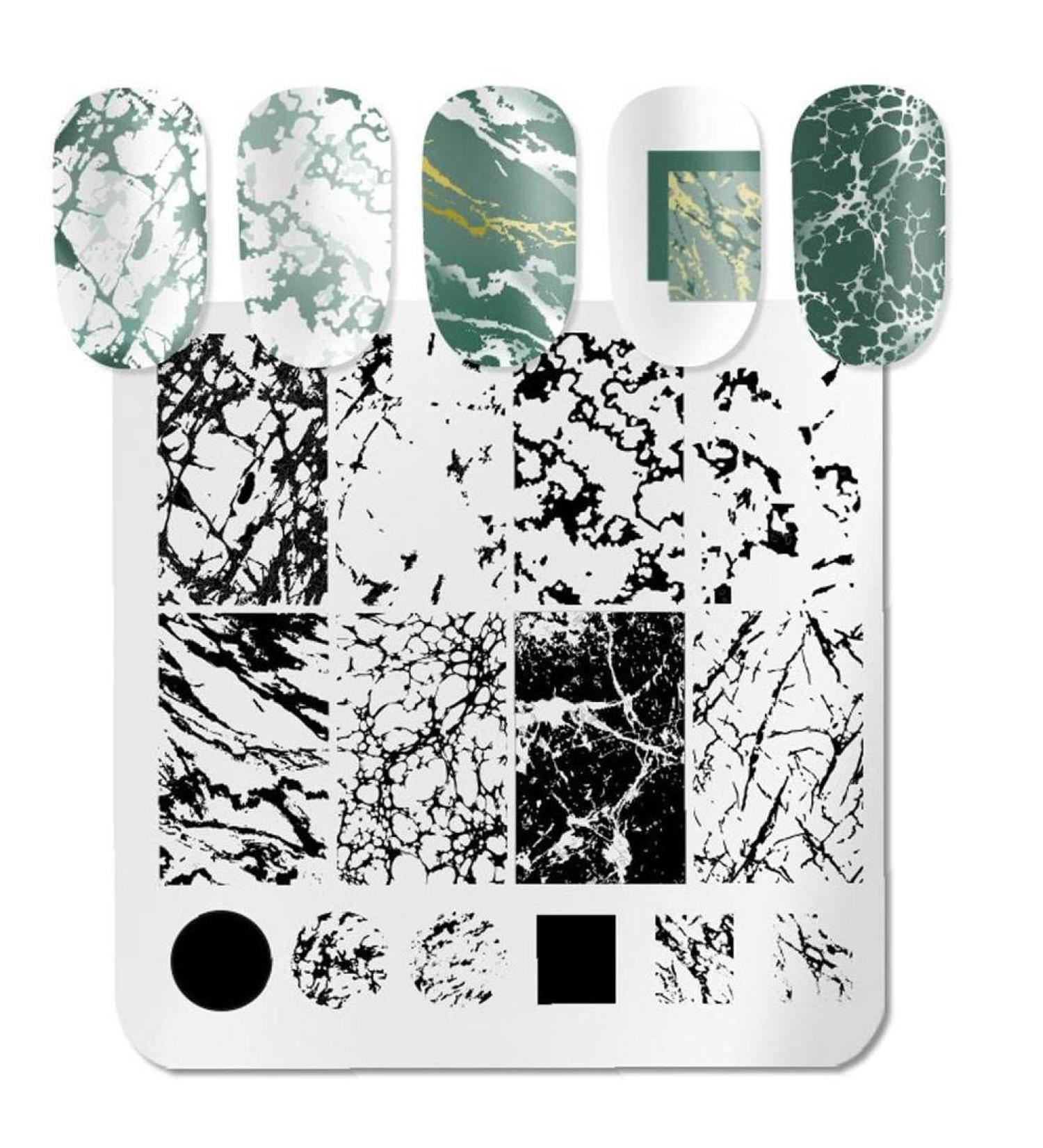 Nail Stamping Plate Set - Leaf Design & Lines Theme | Nail Art Stencil for Perfect Manicure | International Shipping Available - Buy Online on GoSupps.com