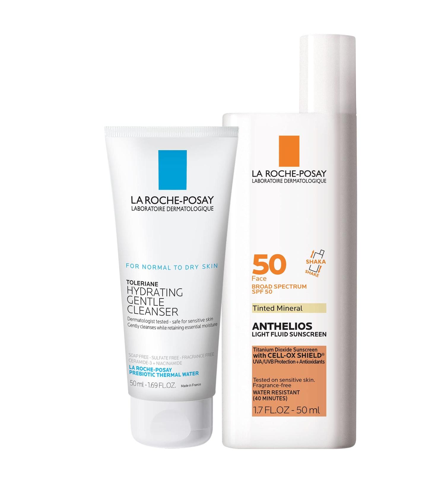 La Roche-Posay Anthelios Tinted Mineral Sunscreen 1.7 Fl Oz + Travel Size Hydrating Cleanser - Buy Online on GoSupps.com