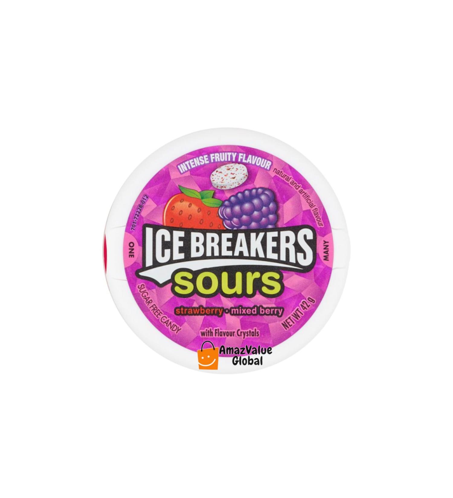 Sour Candy Ice Breakers Sours Strawberry Mixed Berry 8 x 42g