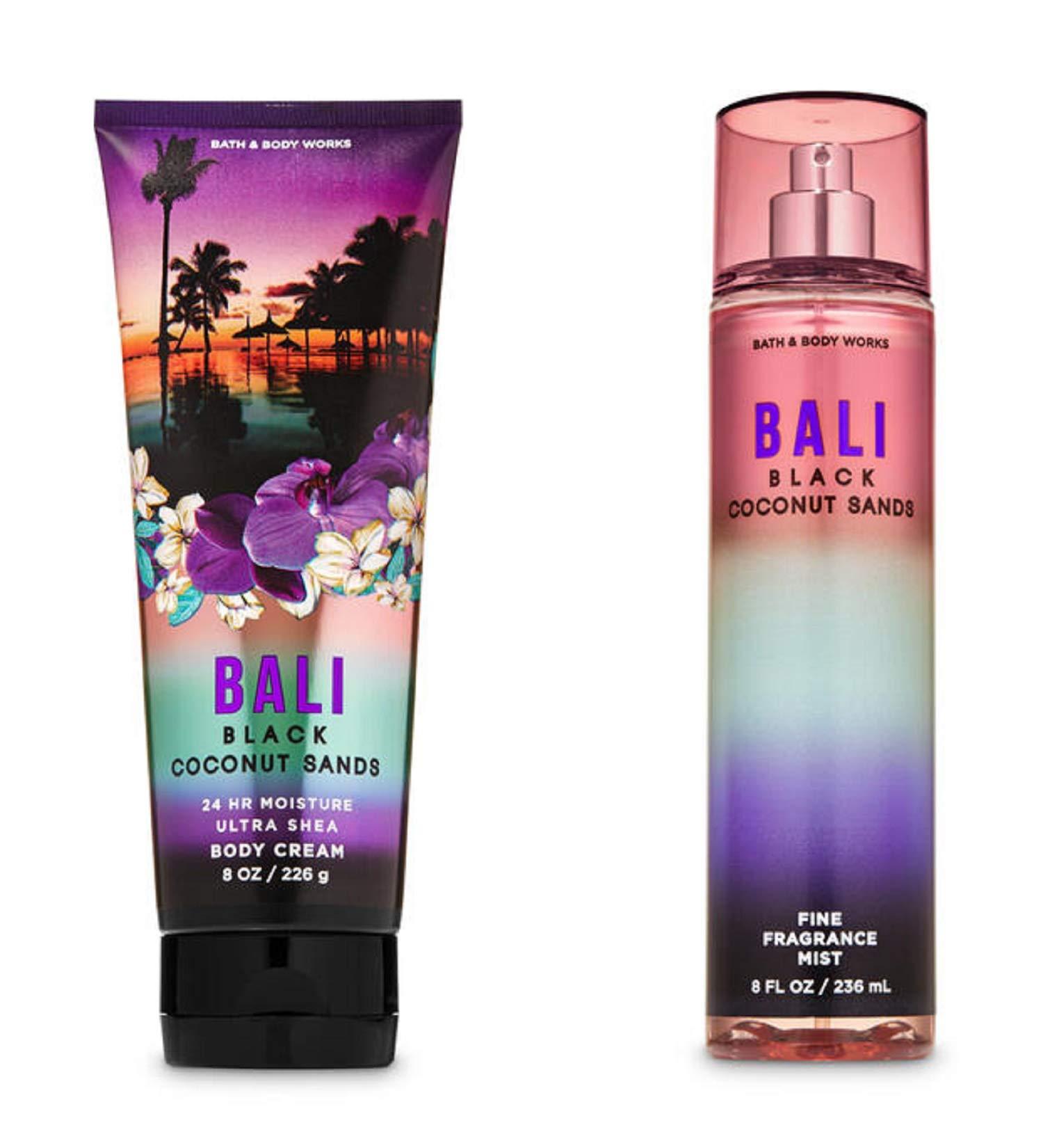 Bath and Body Works Bali Black Coconut Sands Duo Gift Set Ultra Shea Body Cream and Fine Fragrance Mist Full Size