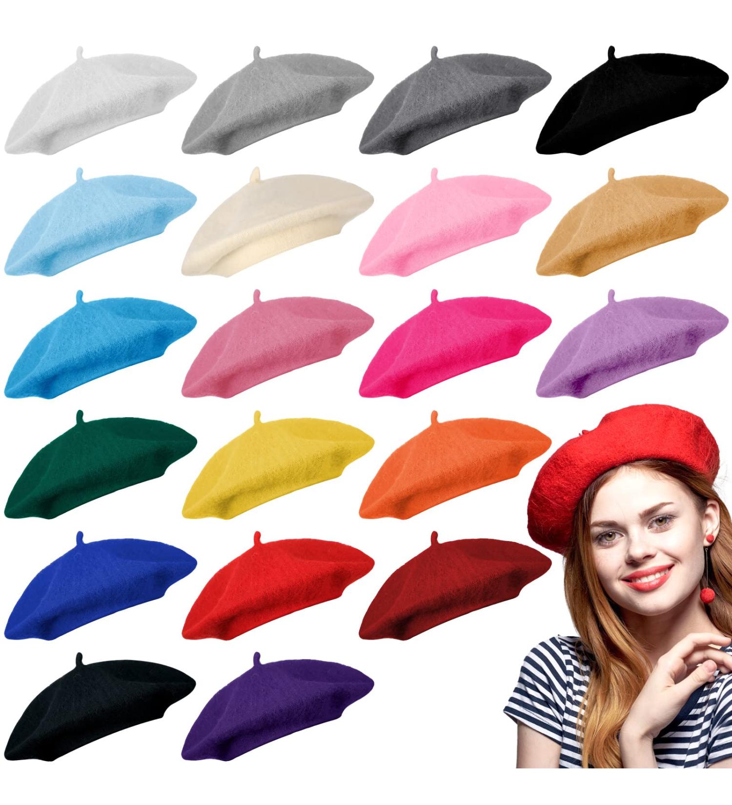 20-Piece Multicolored Wool Berets for Women, French Painter Hats for Winter Parties - Men's and Girls' Artist Beret Hat for Indoor/Outdoor Events - Buy Online on GoSupps.com