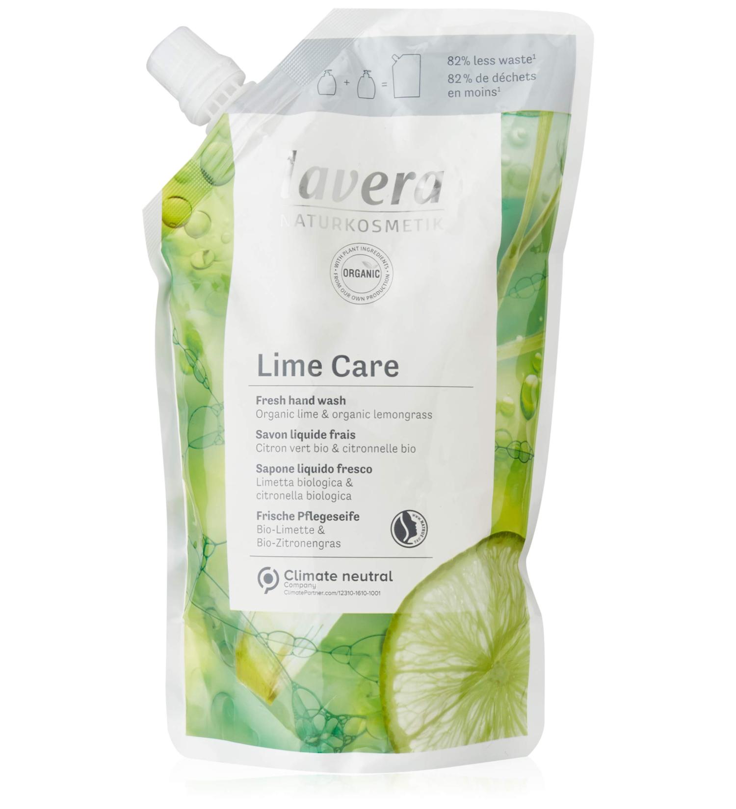 Buy Lavera Refill Pouch Lime Care Hand Wash - Organic Lime & Lemongrass Vegan Mild Cleansing Skin-Neutral pH 500ml - International Shipping Available - Buy Online on GoSupps.com