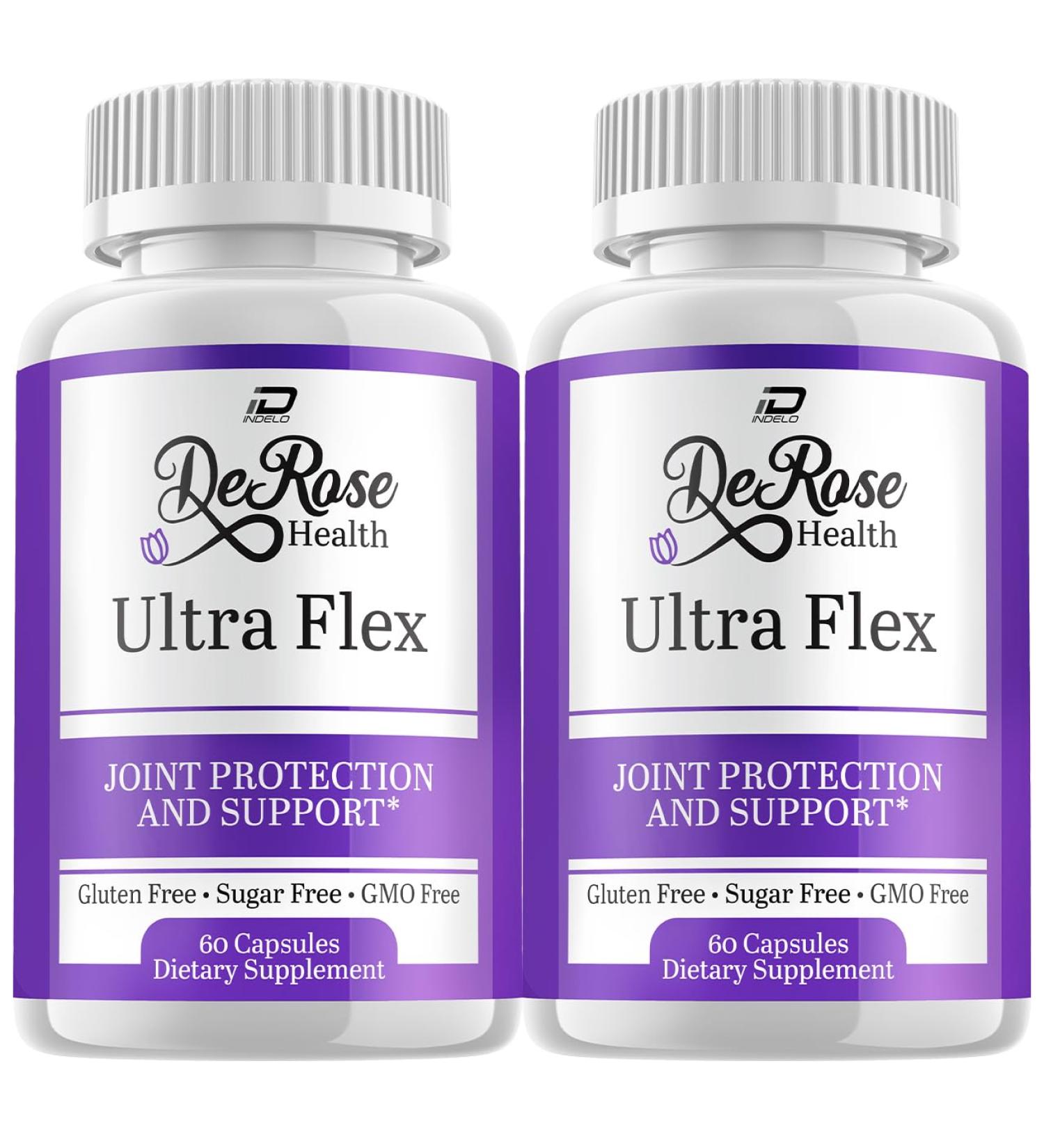 Indelo Ultra Flex Derose Health Capsules Joint Support Supplement Ultra Flex Natural Joint Health Formula Derose Health Pills for Joint Wellness Mobility UltraFlex Reviews (2 Pack - 120 Capsules)