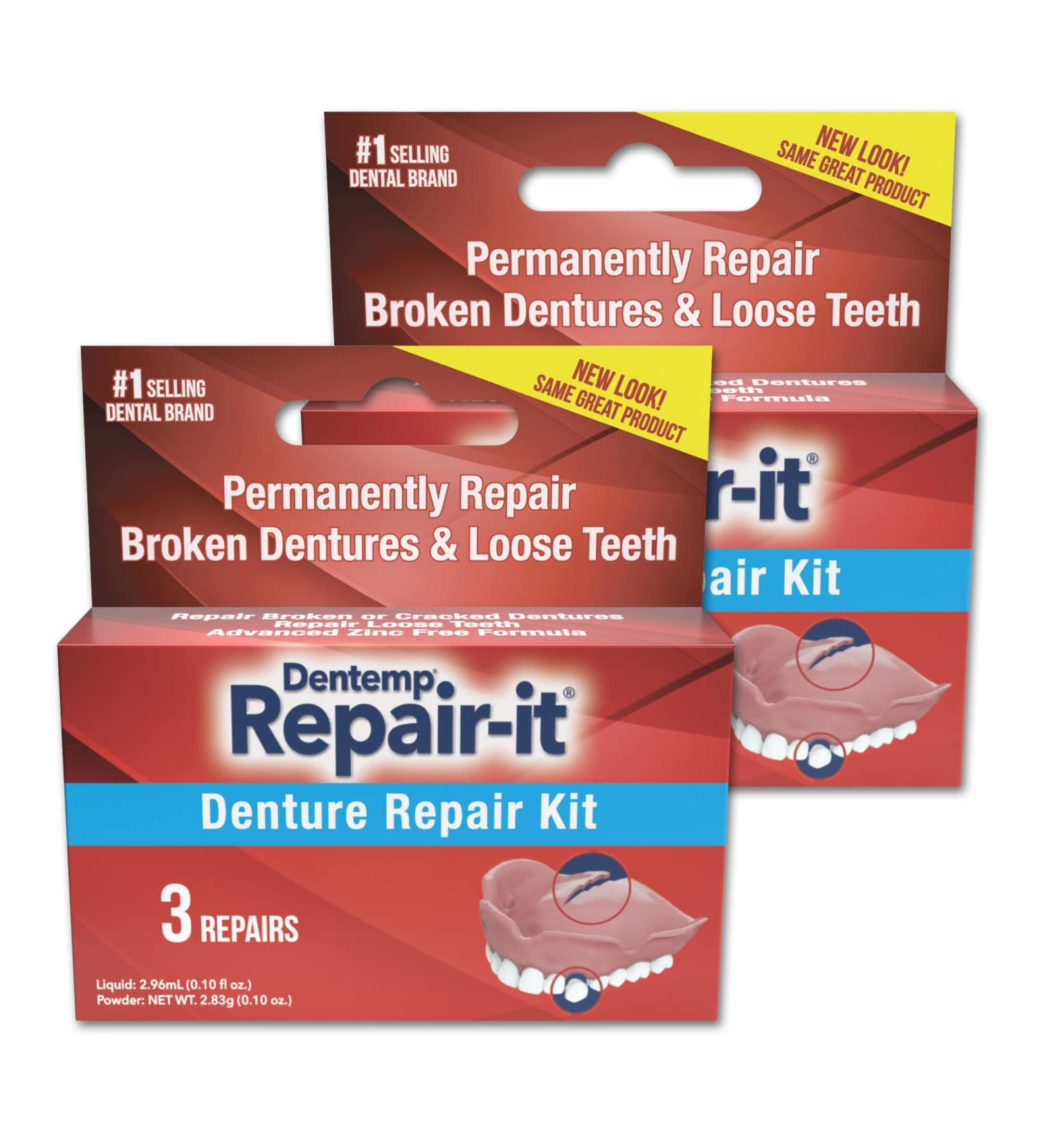 Dentemp Repair-It Advanced Formula Denture Repair Kit (Pack of 2) - for Broken Dentures, Cracks & Loose Teeth - Buy Online on GoSupps.com