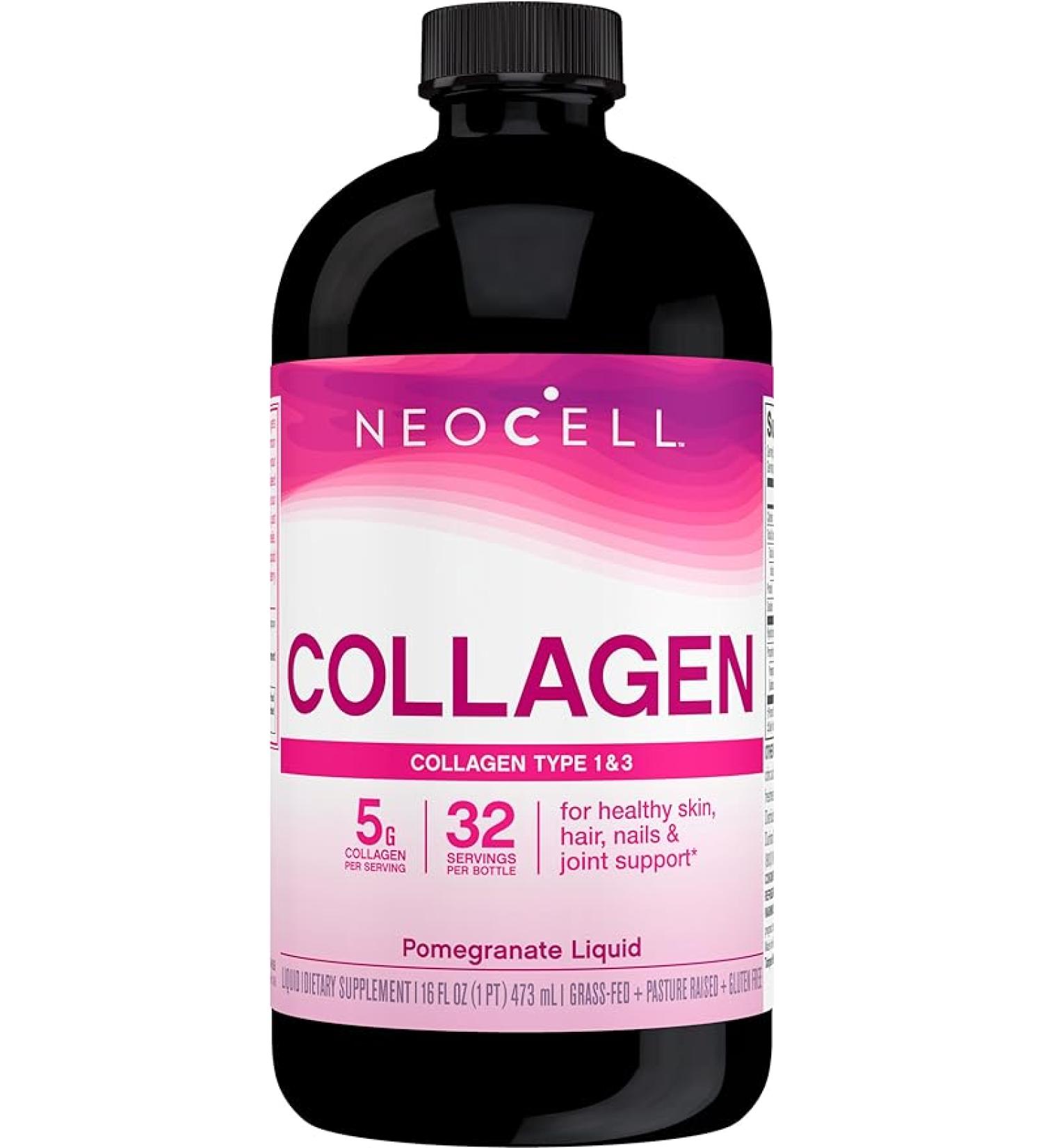 NeoCell Liquid Collagen Supplement with Fruit Juices and Green Tea Blend - Pomegranate | Skin  Hair  Nails  Joints Support - 16 oz Bottle - Buy Online on GoSupps.com