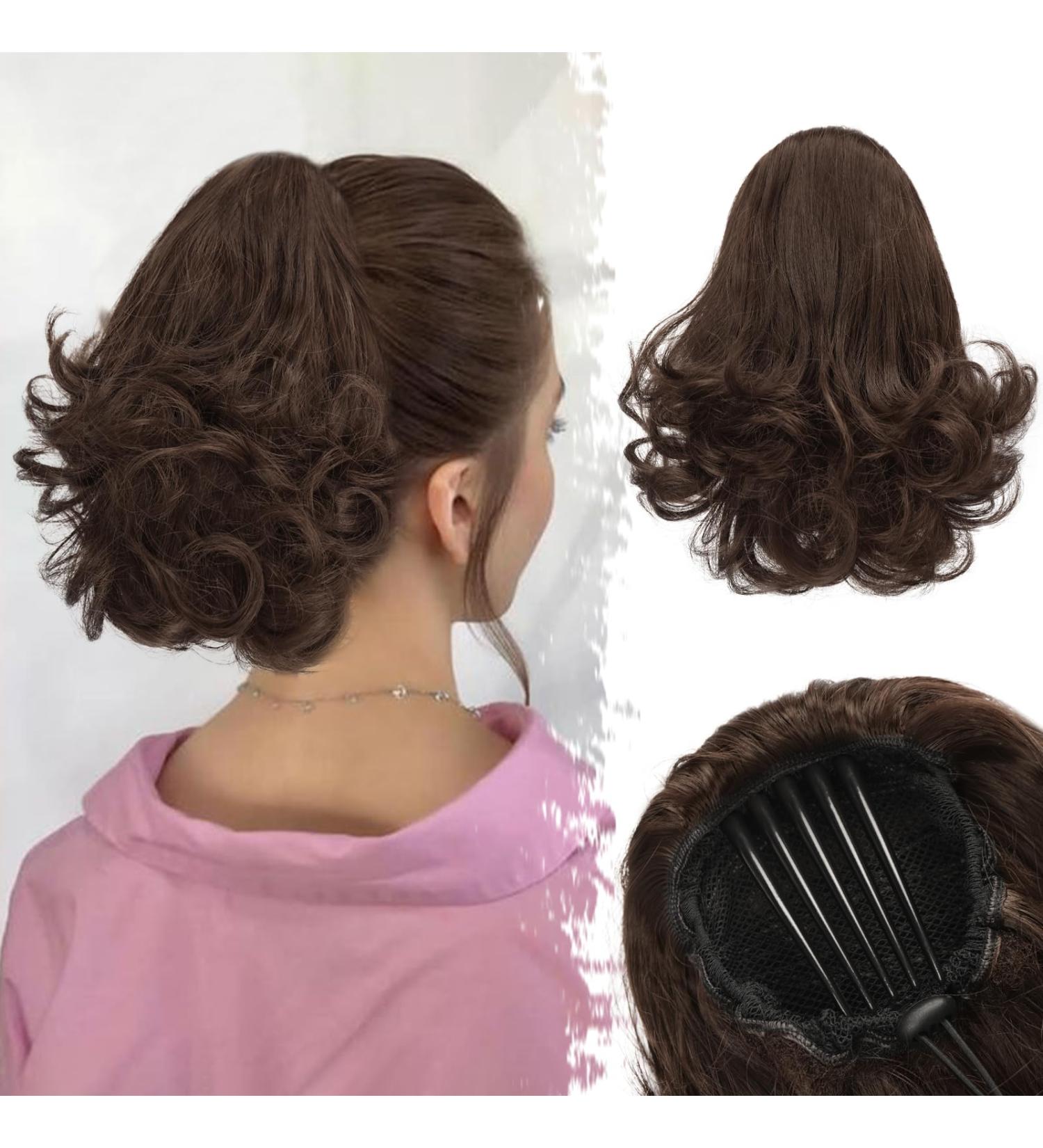 Buy BARSDAR 22cm Short Wavy Ponytail Extension - Chocolate Brown Synthetic Clip-In Hair Piece for Women | Premium Quality & Natural Look - Buy Online on GoSupps.com