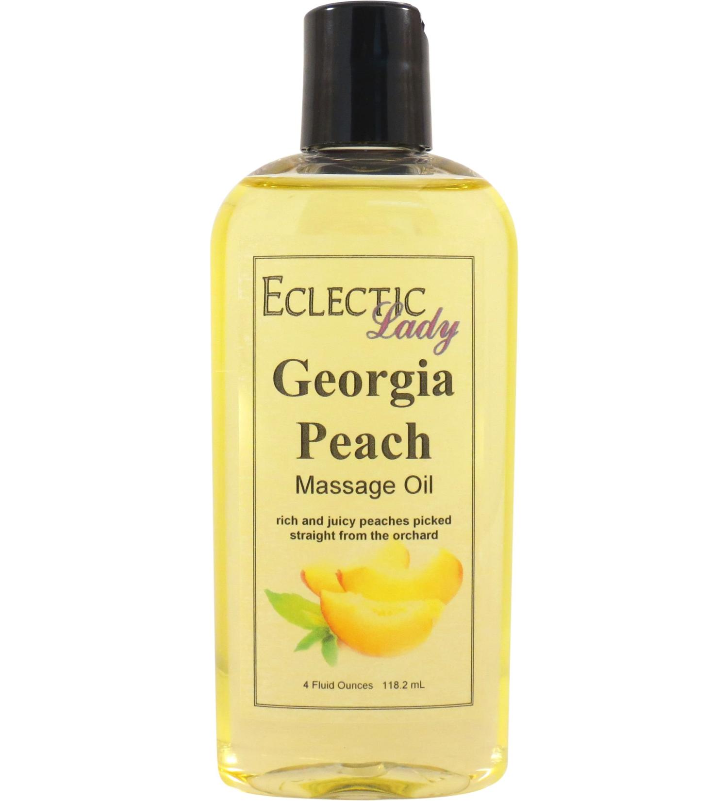 Georgia Peach Massage Oil - 4 oz | Sweet Almond & Jojoba | Aromatherapy & Relaxation | Preservative Free - Buy Online on GoSupps.com