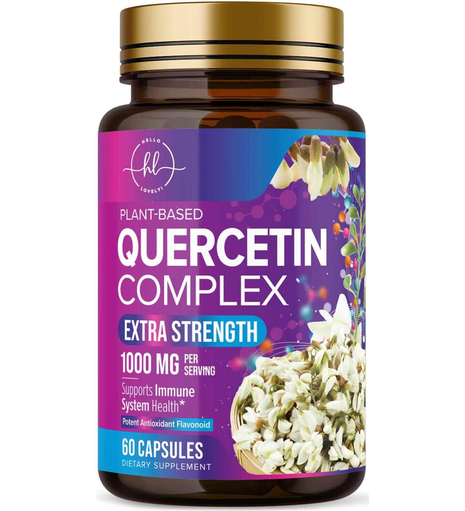 Quercetin Supplement 1000mg - Premium Plant-Based Bioflavonoids - Extra Strength Antioxidant Supports Immune & Respiratory Health - High Absorption Quercetin Dihydrate Formula - 60 Veggie Capsules 60 Count (Pack of 1) - Buy Online on GoSupps.com