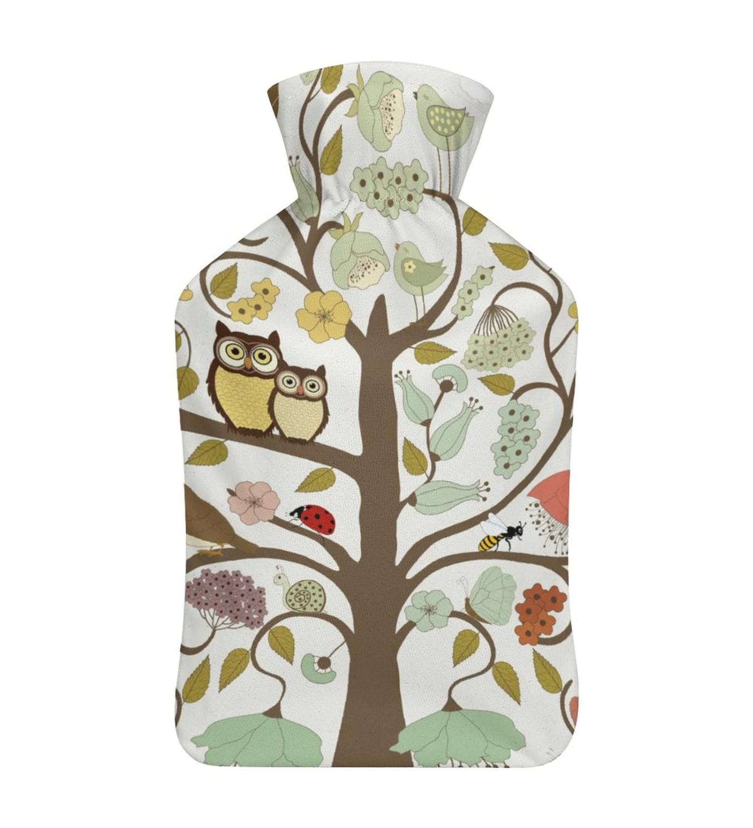 Owl Tree Bird Hot Water Bottle - Plush Bed Warmer for Adults & Children | 26.5x15.3cm - International Shipping Available - Buy Online on GoSupps.com