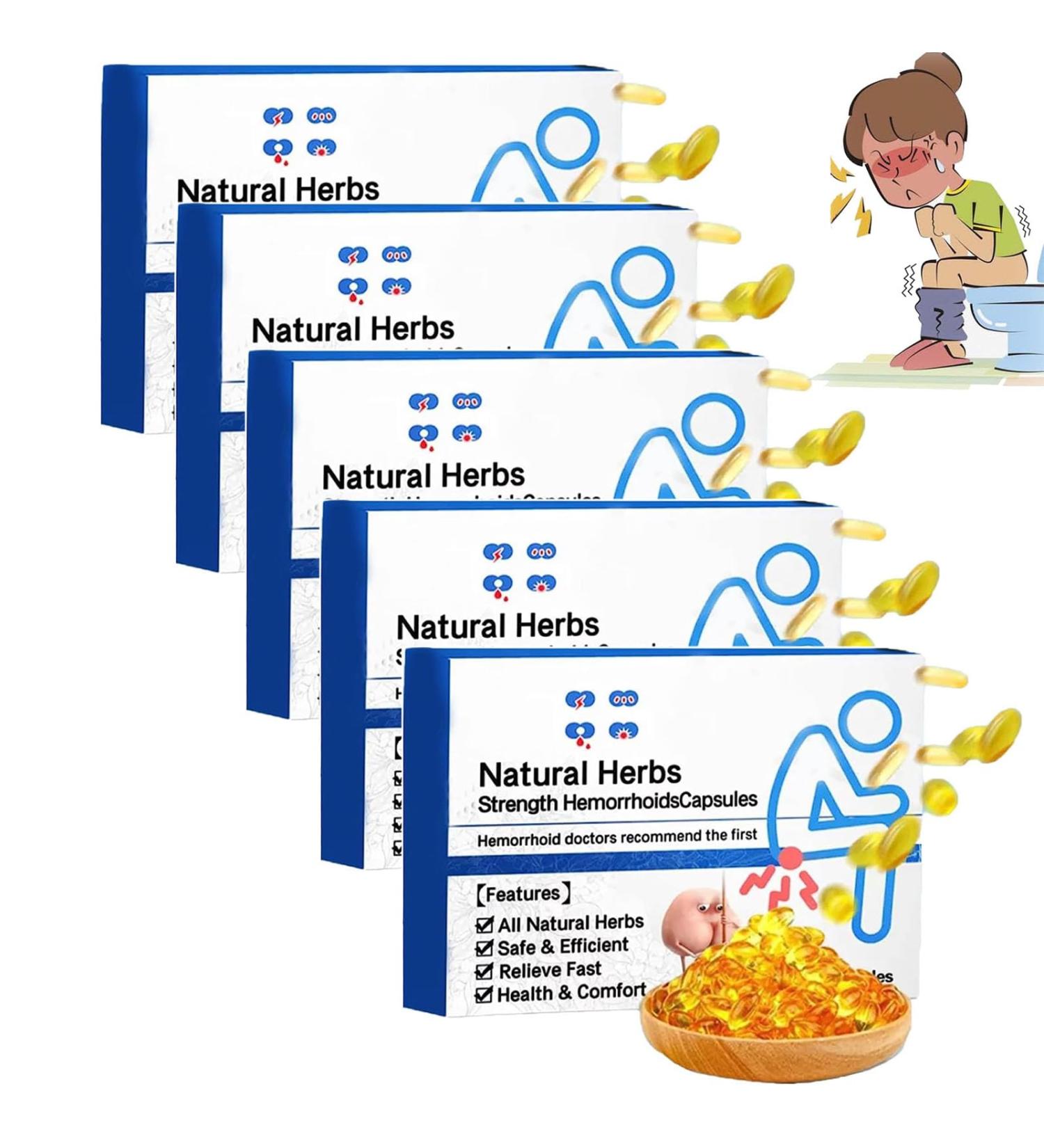 Hhkuize Heca Natural Herbal Hemorrhoid Capsules - Hemorrhoid Shrinking Treatment - 5PCS - Buy Online on GoSupps.com