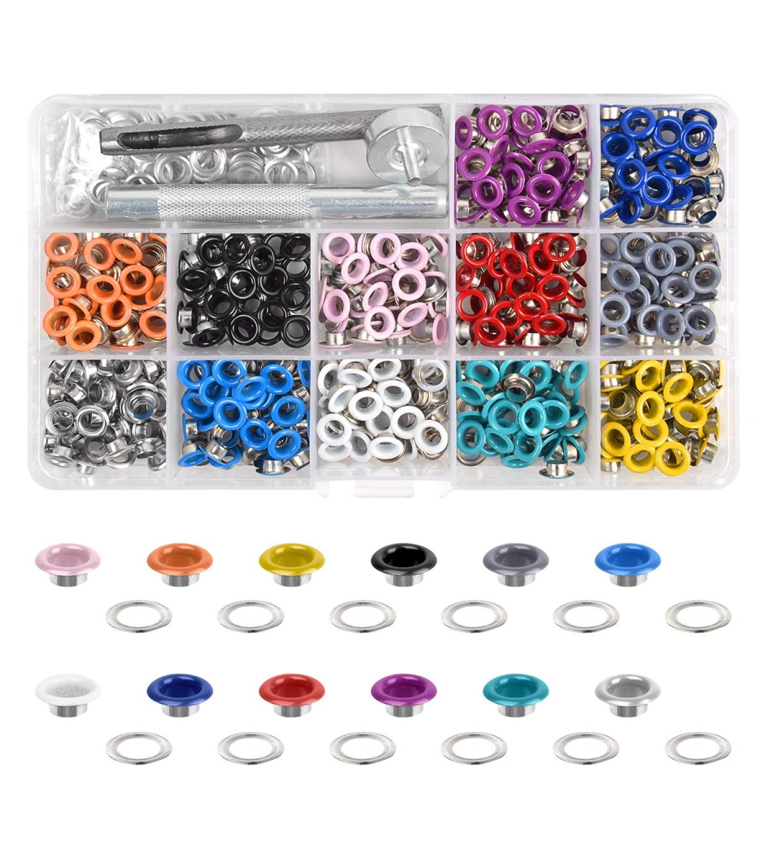 Laviesto Grommet Kit - 540 Sets 3/16 Inch Multi-Color Metal Eyelets with Setting Tools for Crafts - 12 Colors Available - Buy Online on GoSupps.com