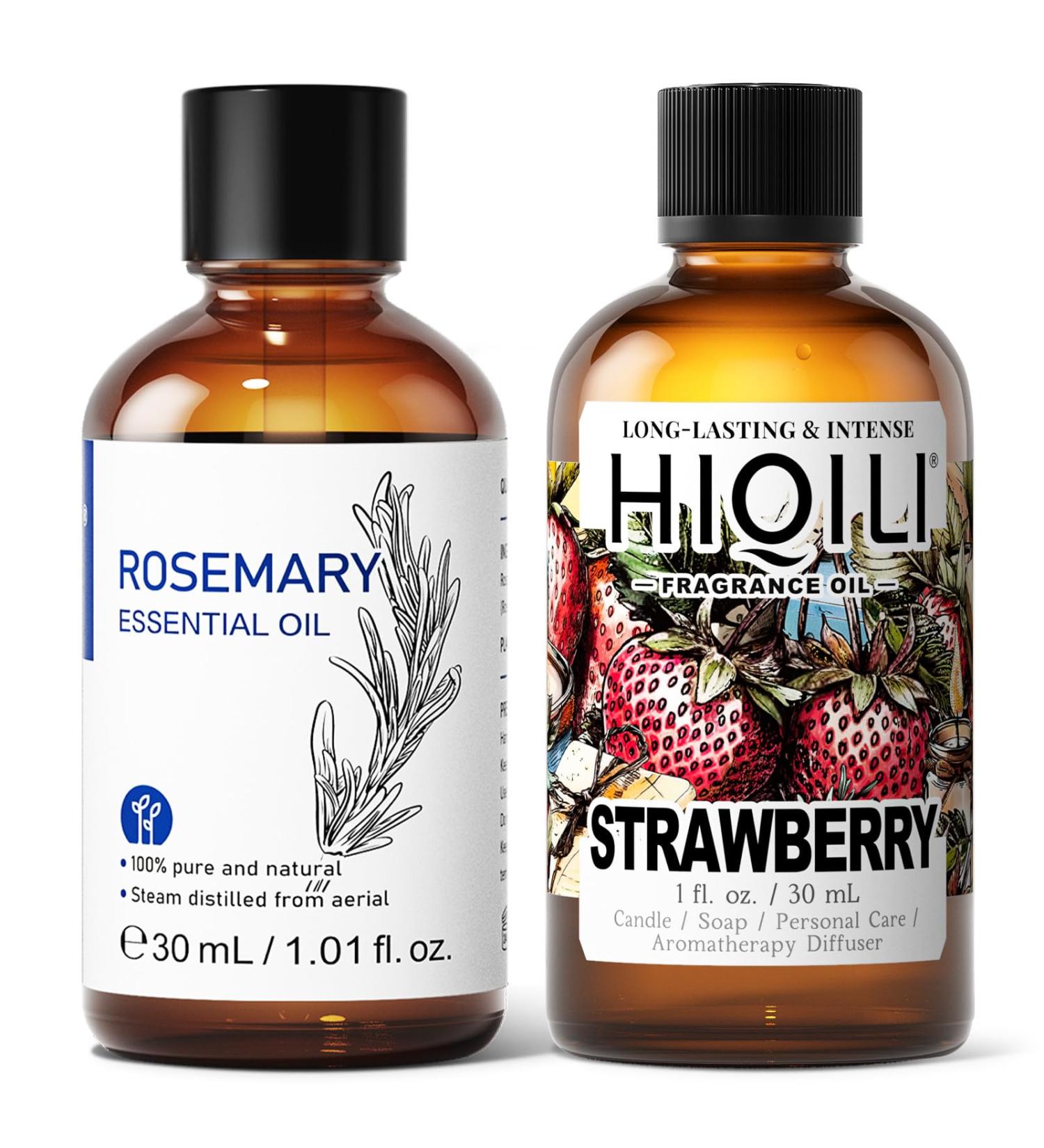 HIQILI 30ML Rosemary Essential Oil & 30ML Strawberry Fragrance Oil for DIY Diffuser - Buy Online on GoSupps.com